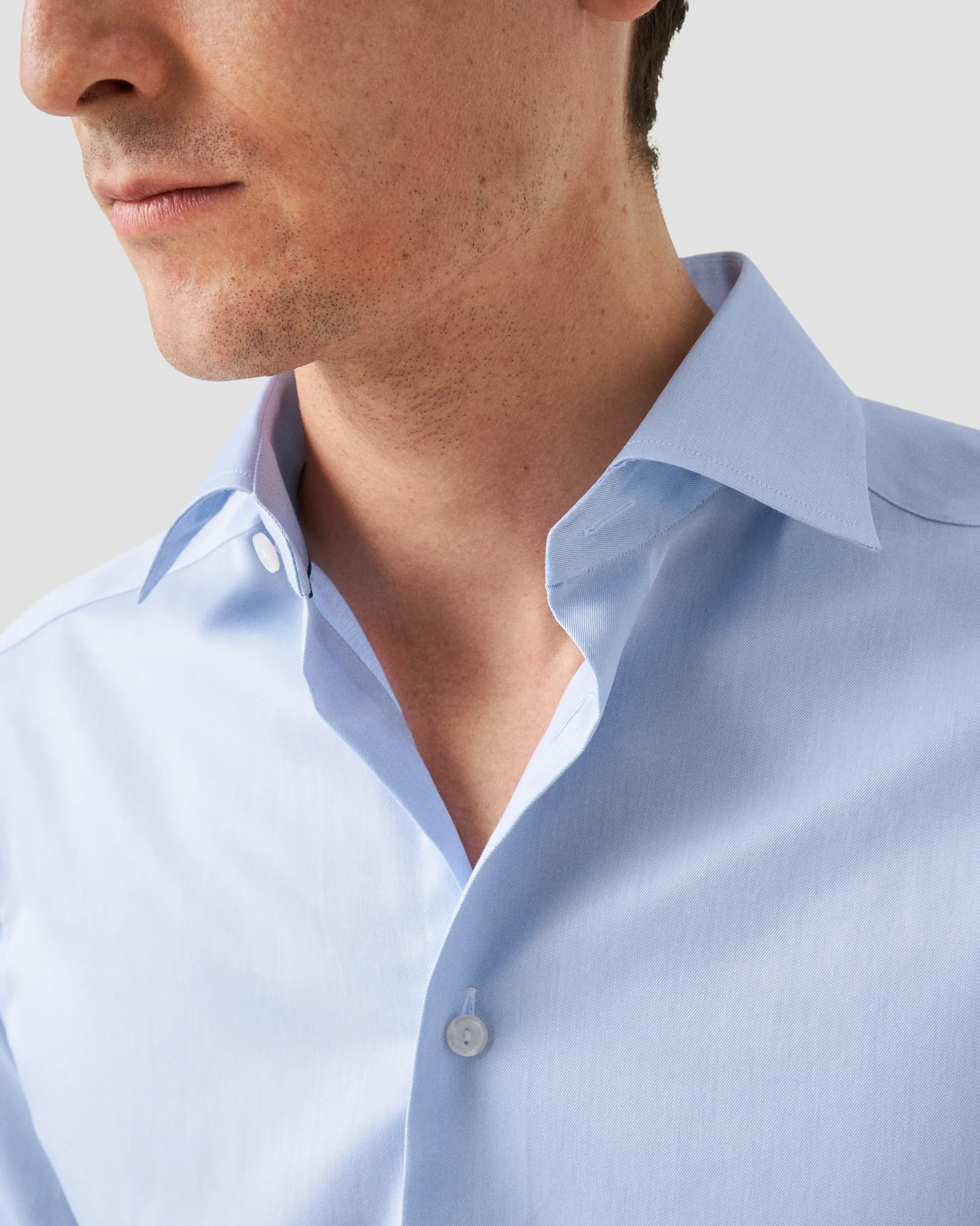 Eton - Chemise bleu clair en twill signature