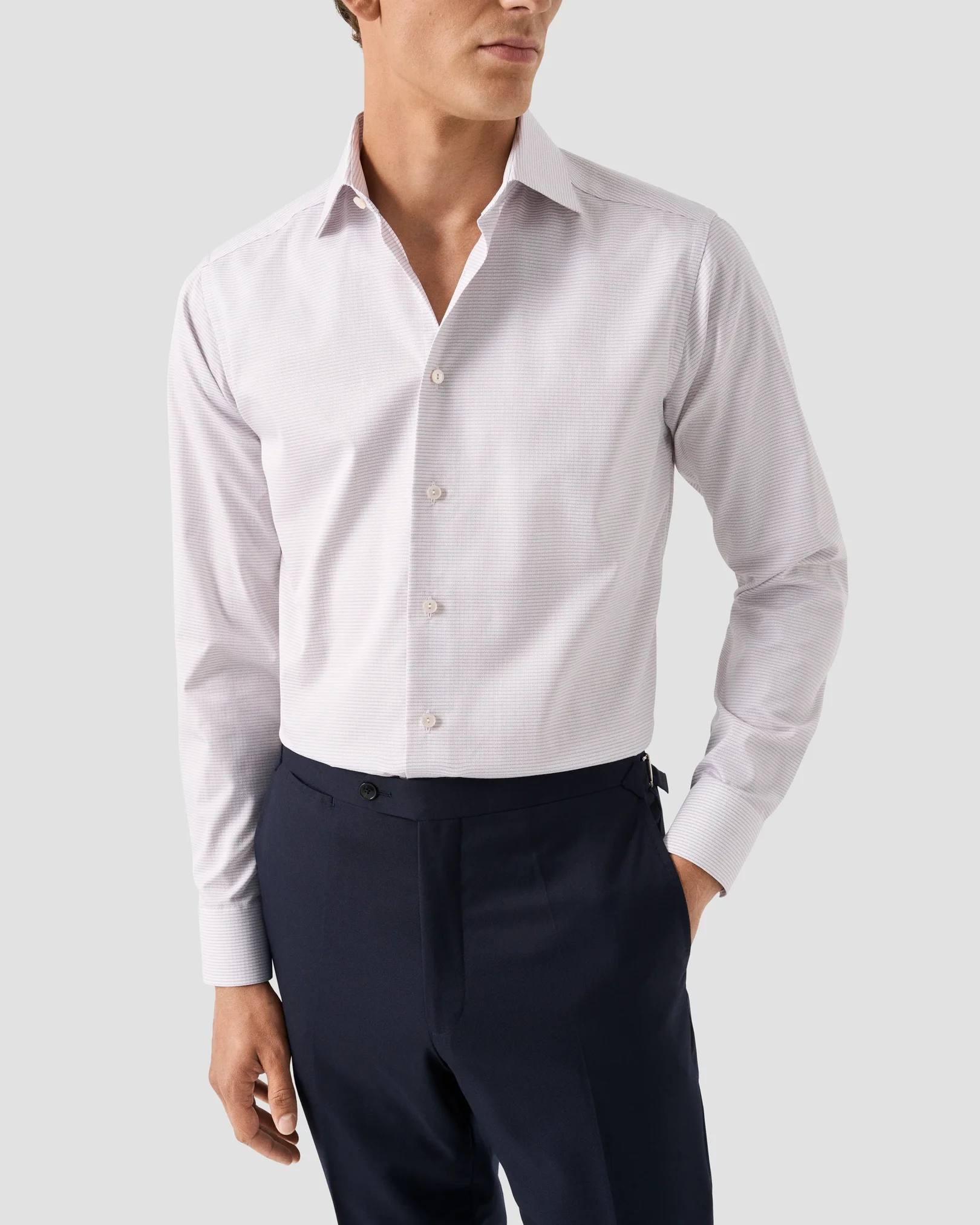 Eton - red semi solid supima 120 pique shirt