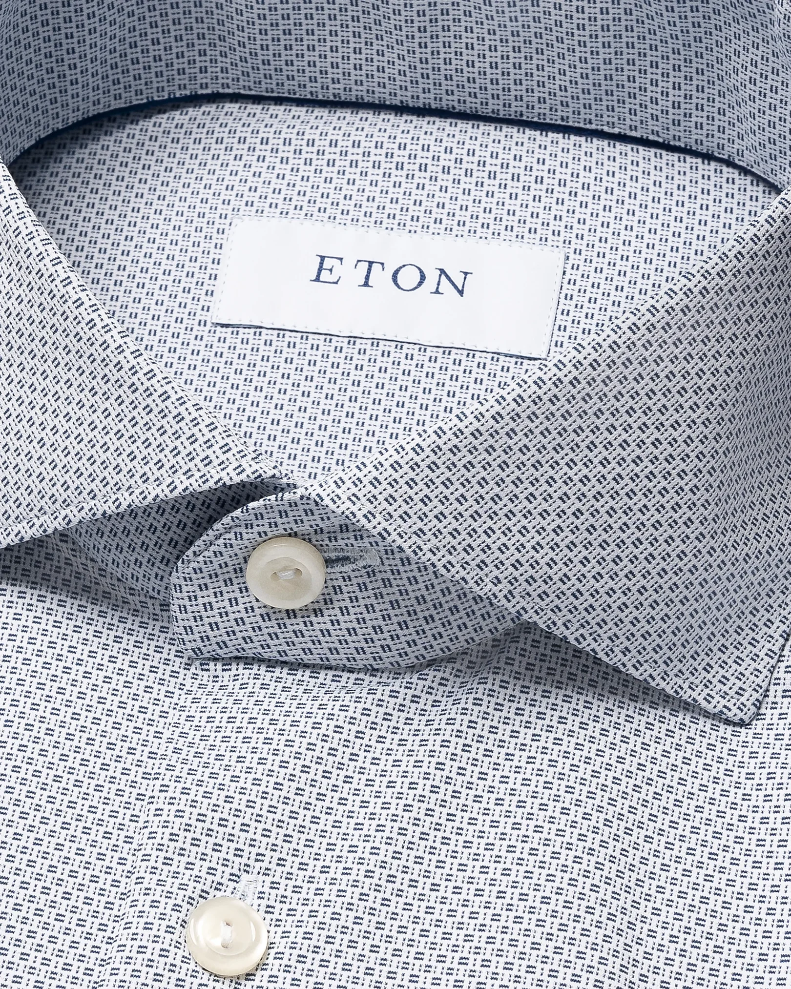 Eton - Navy Textured Four-Way Stretch Shirt