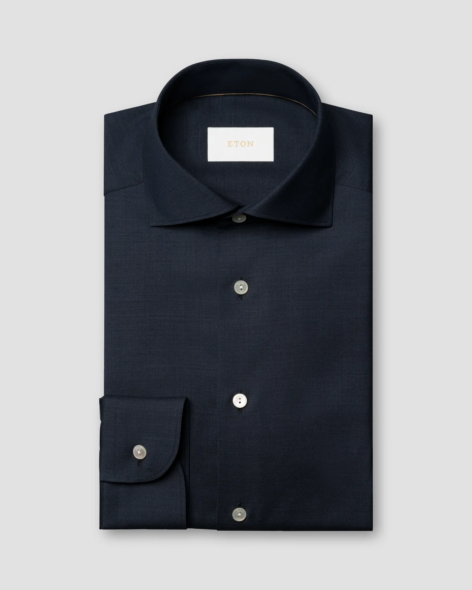Eton - navy blue solid merino shirt