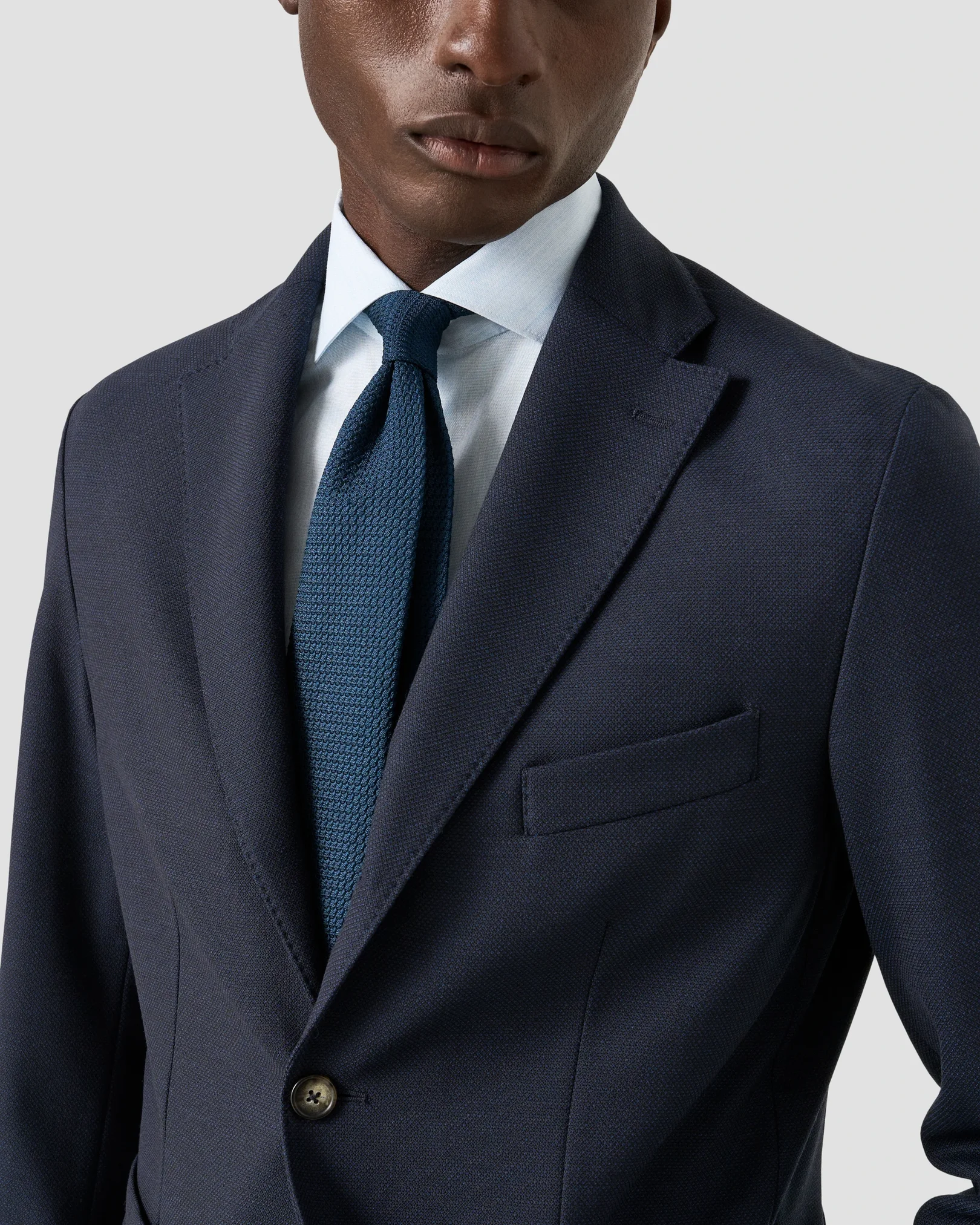 Eton - light blue solid twill shirt wide spread 258