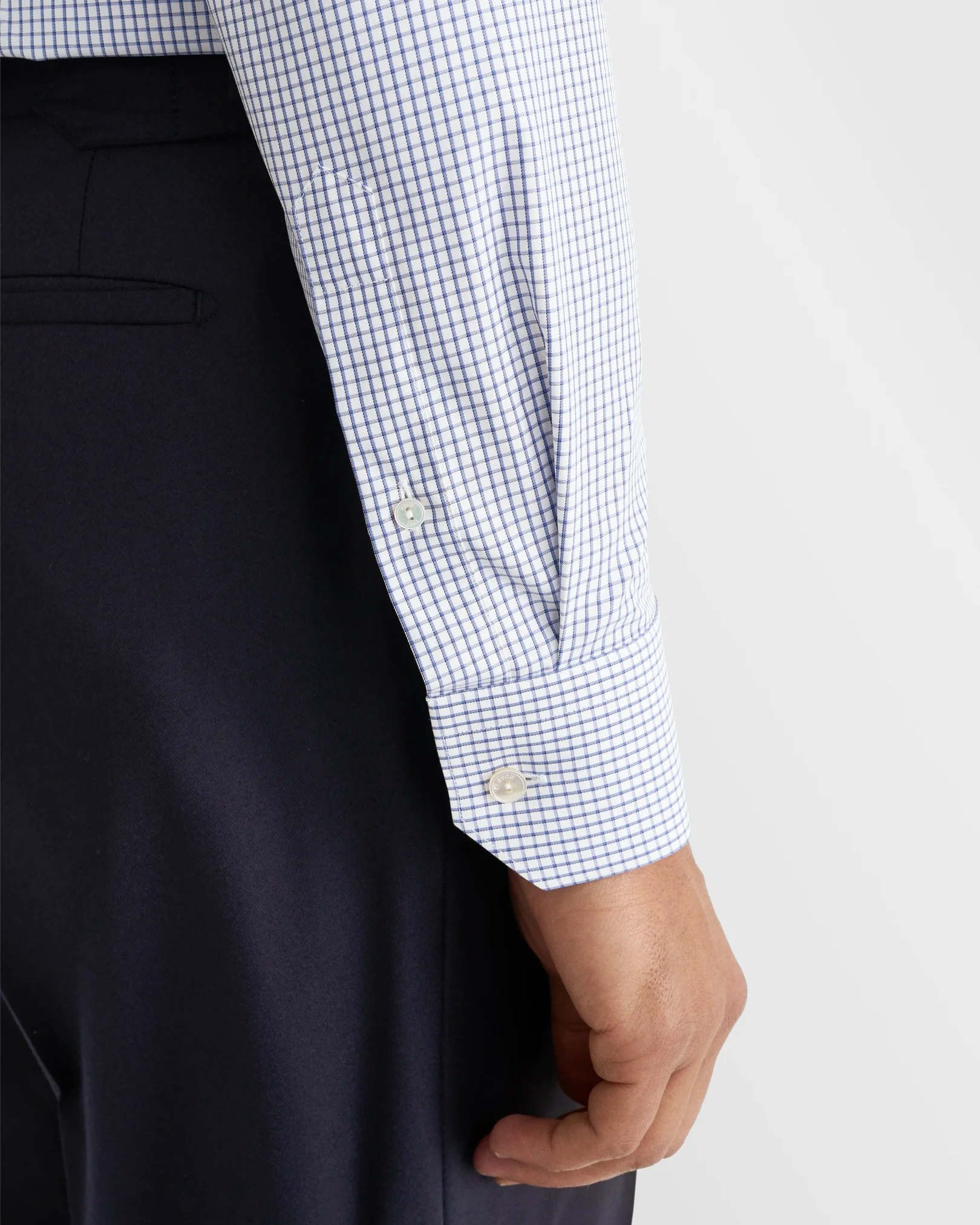 Eton - dark blue check supima 120 shirt