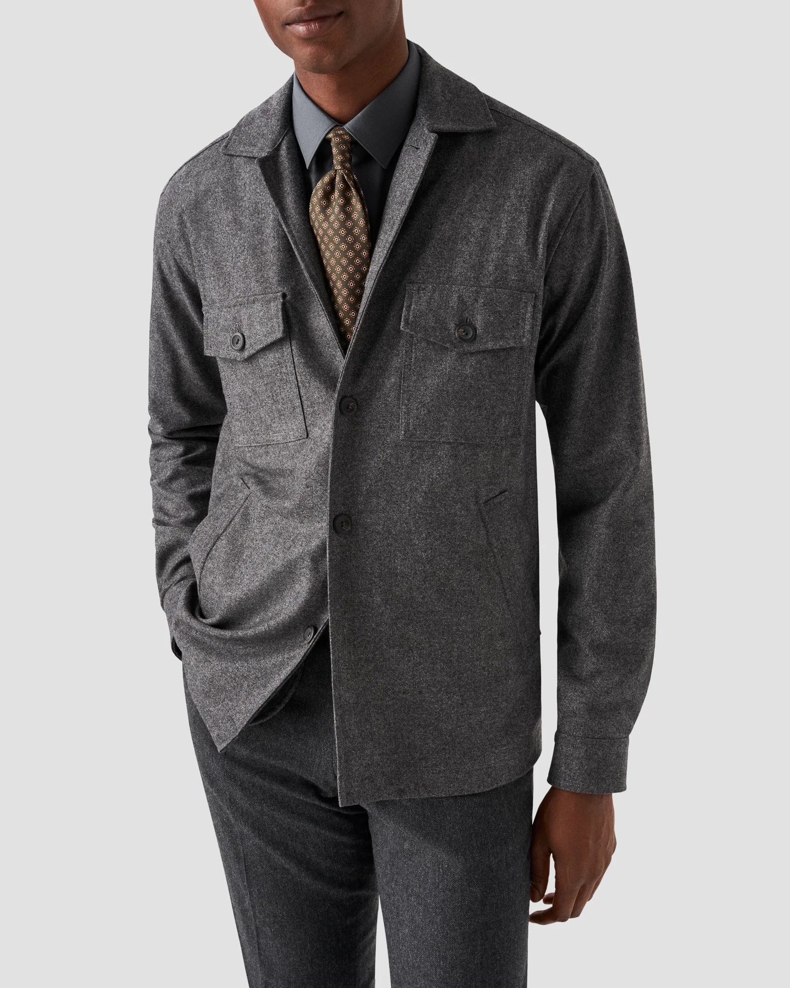 Eton - mid grey twill stretch pointed