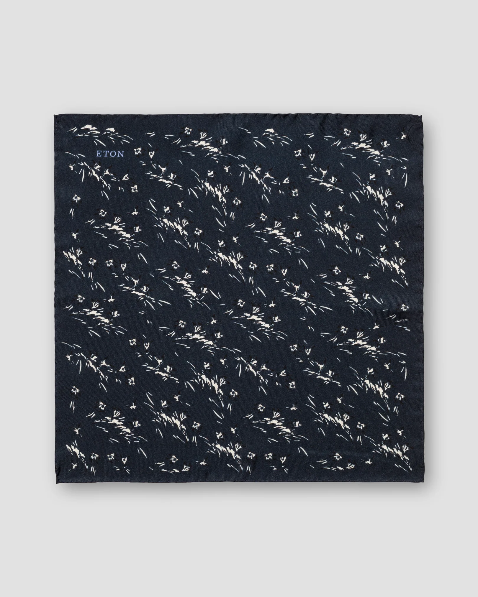 Eton - dark blue bird print silk pocket square