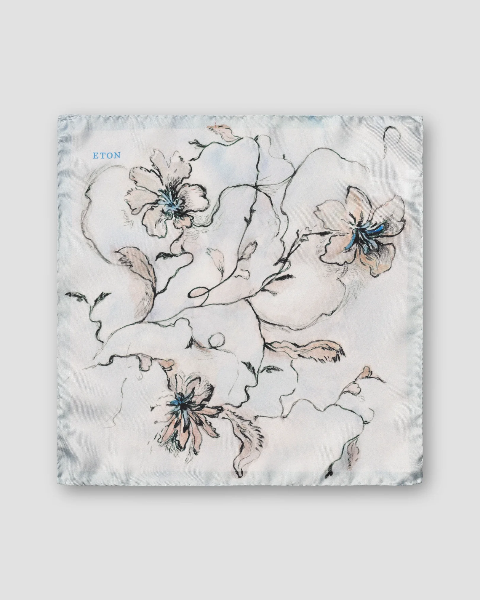 Eton - floral silk pocket square light blue