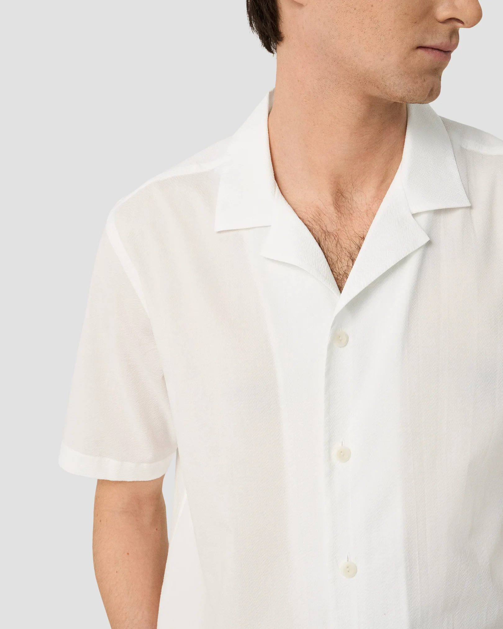 Eton - white seersucker resort shirt
