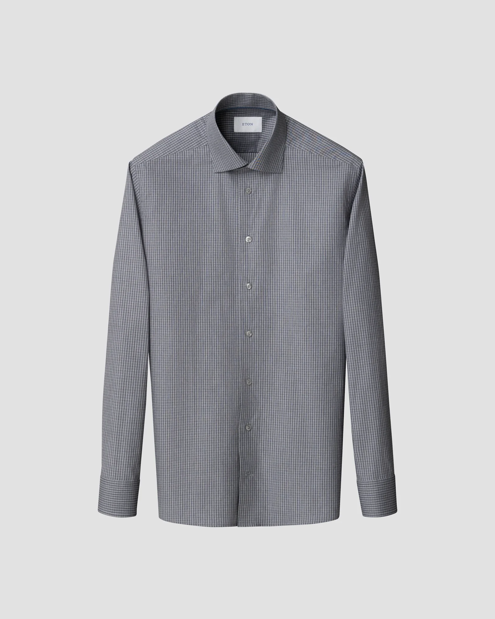 Eton - dark grey check twill shirt