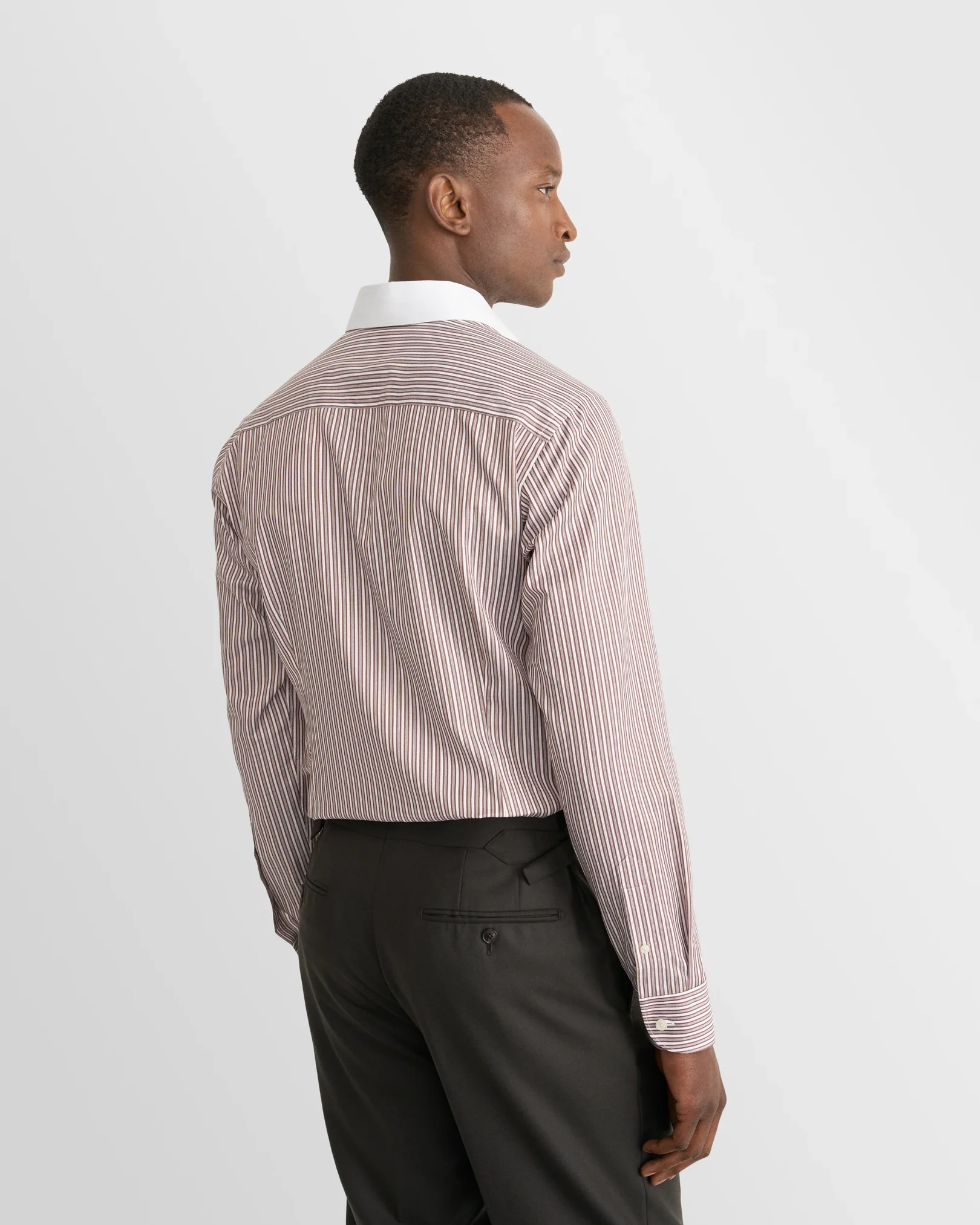 Eton - red white collar striped signature twill shirt