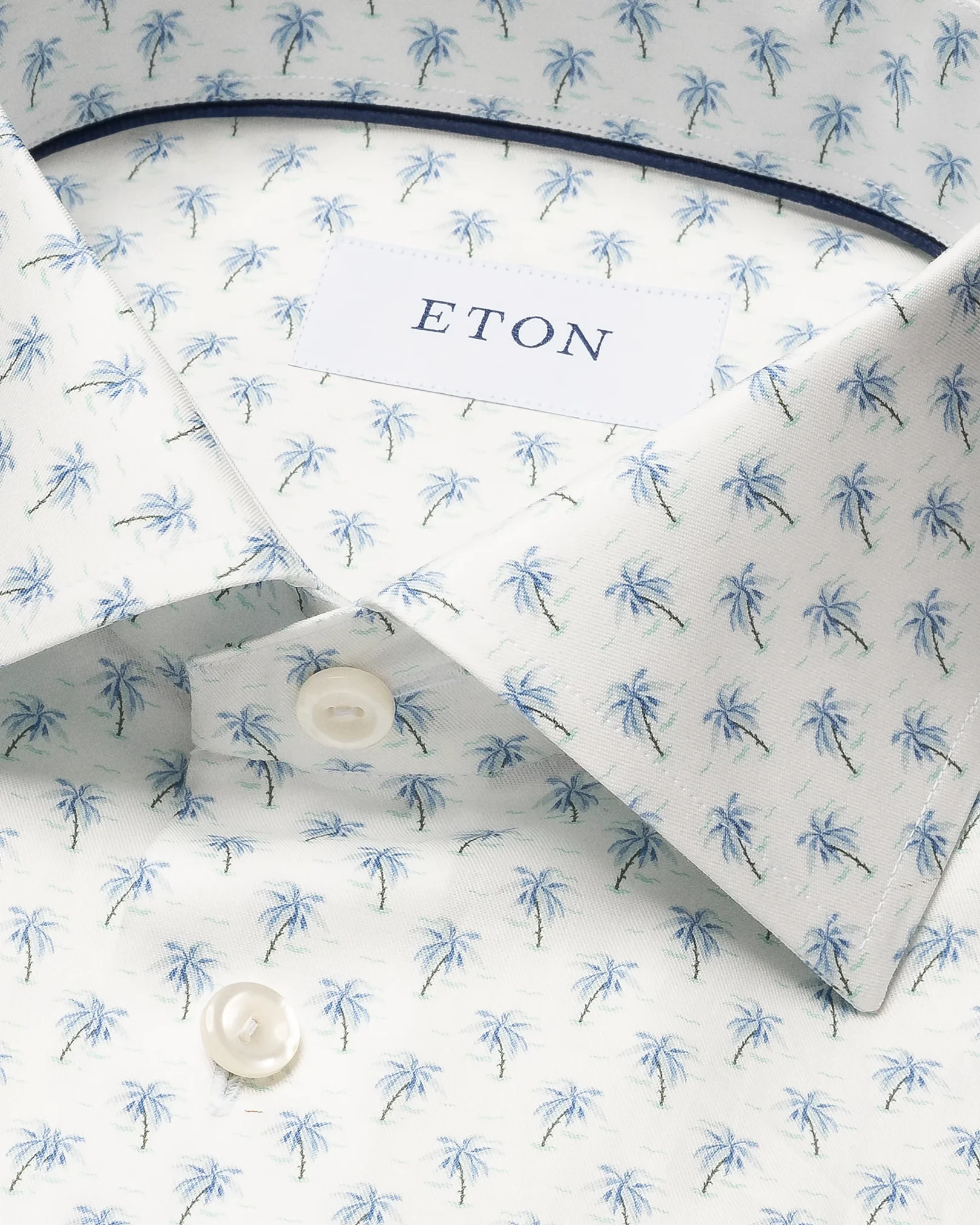 Eton - light blue palm tree signature twill shirt