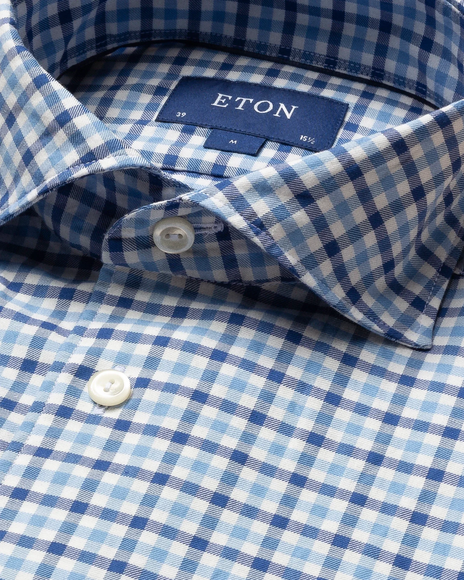 Eton - blue checks cotton and silk shirt