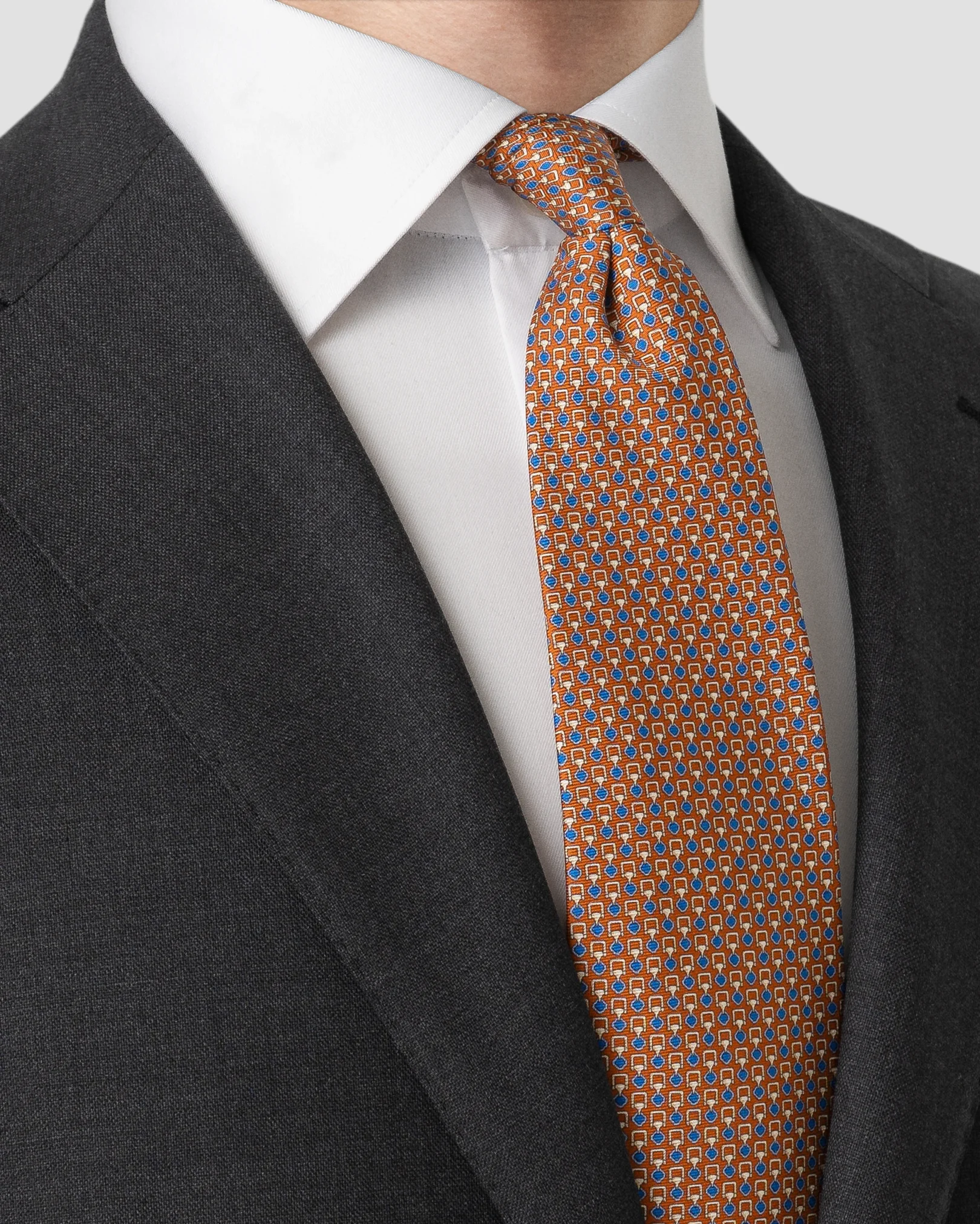 Eton - geometric print silk tie orange geometric print silk tie