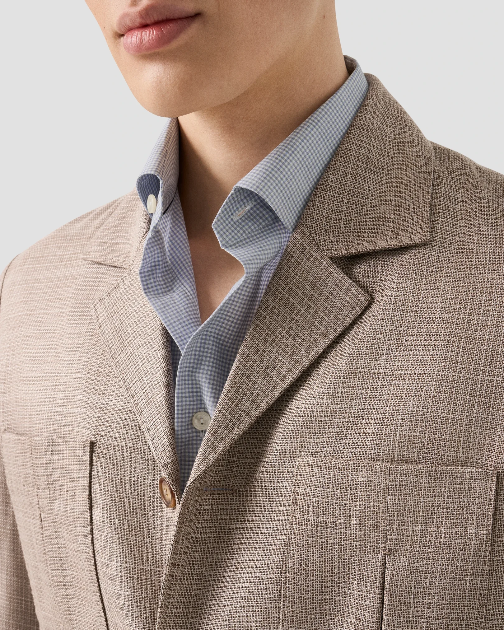 Eton - light purple check fine twill shirt widespread