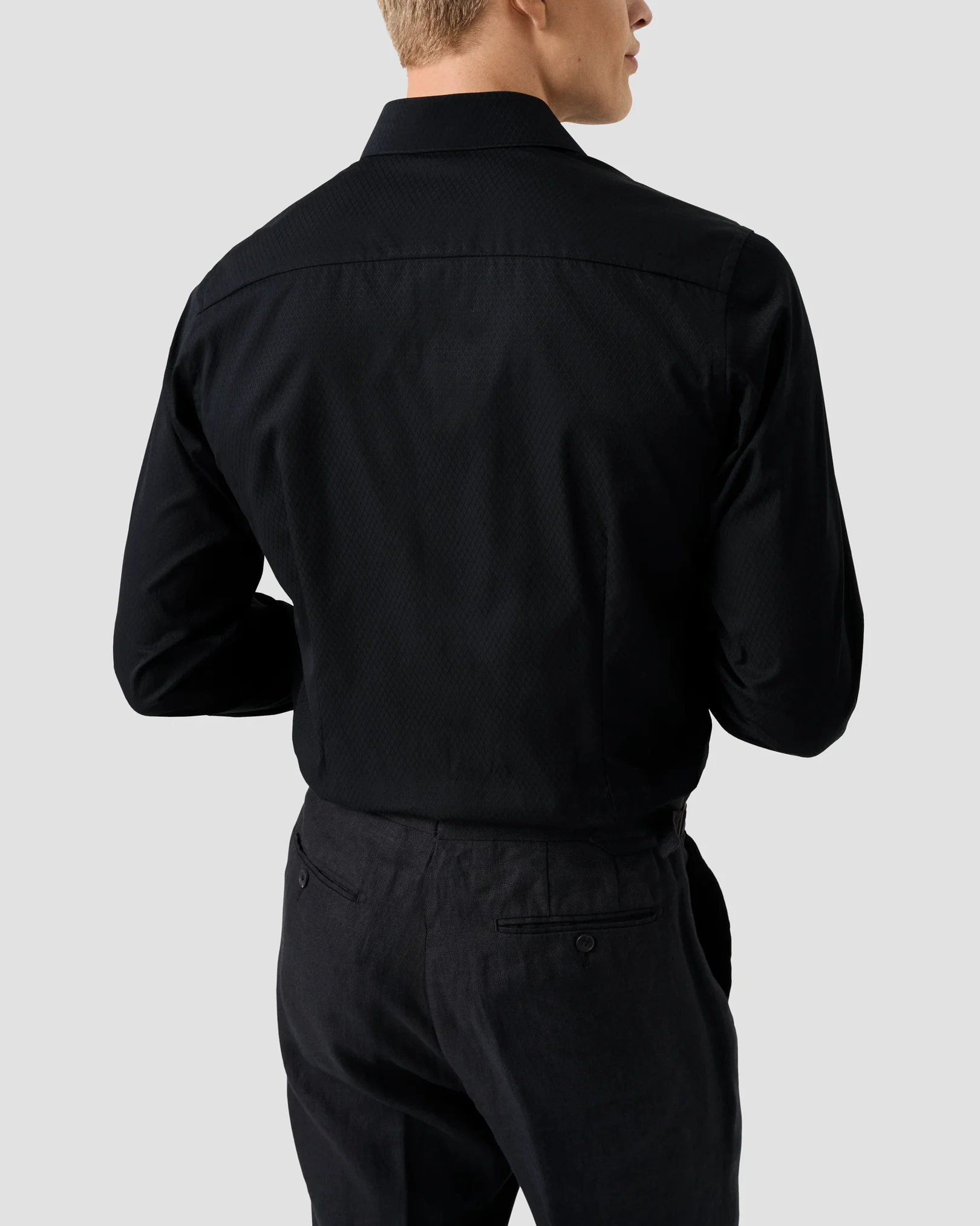 Eton - black check evening shirt