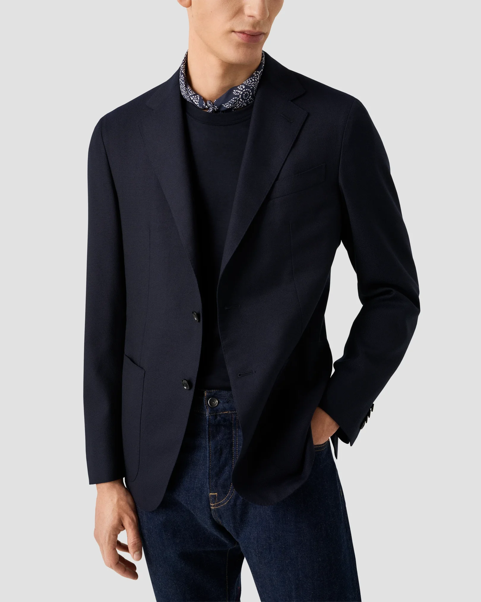 Eton - navy blue cotton and silk