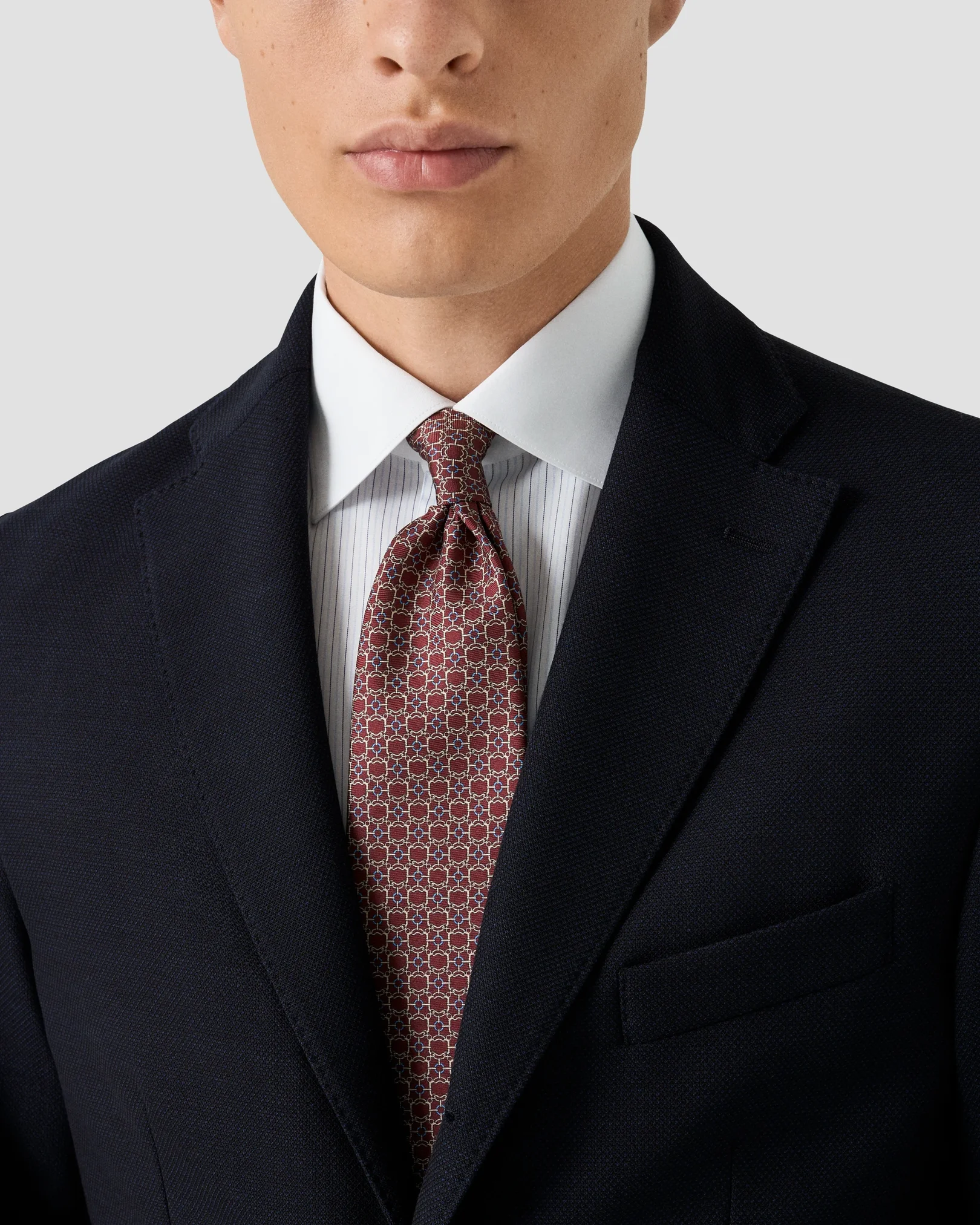 Eton - mid blue striped supima 120 twill shirt