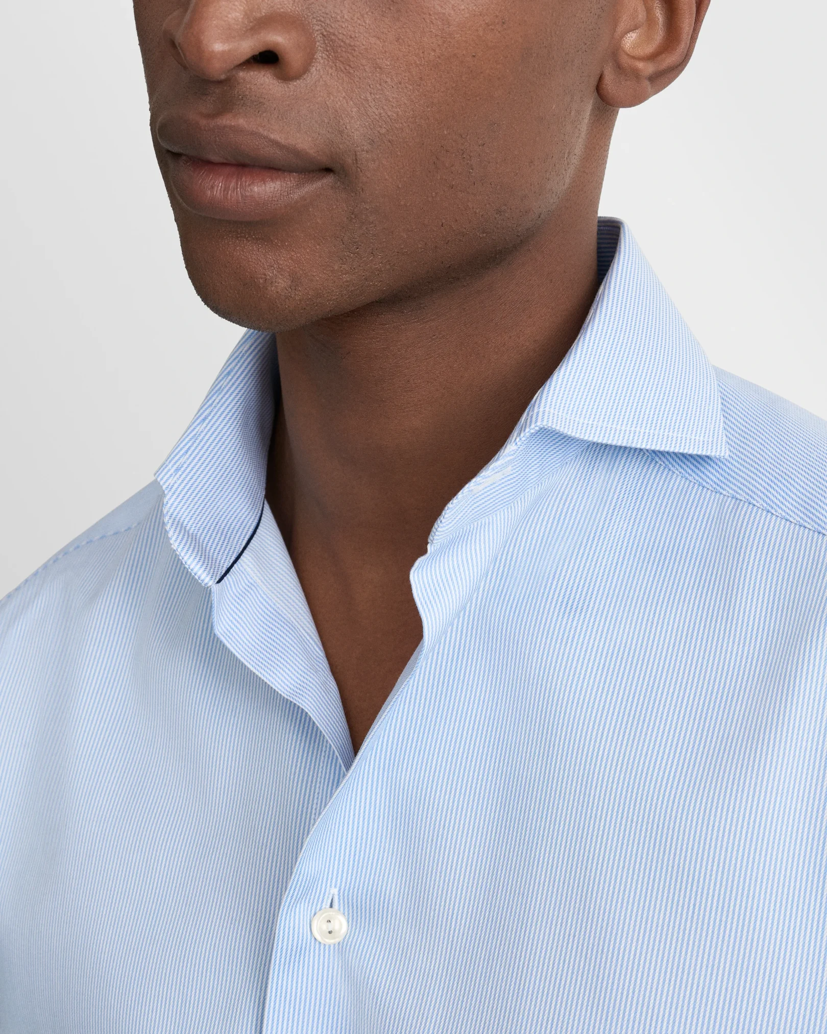 Eton - light blue striped fine twill