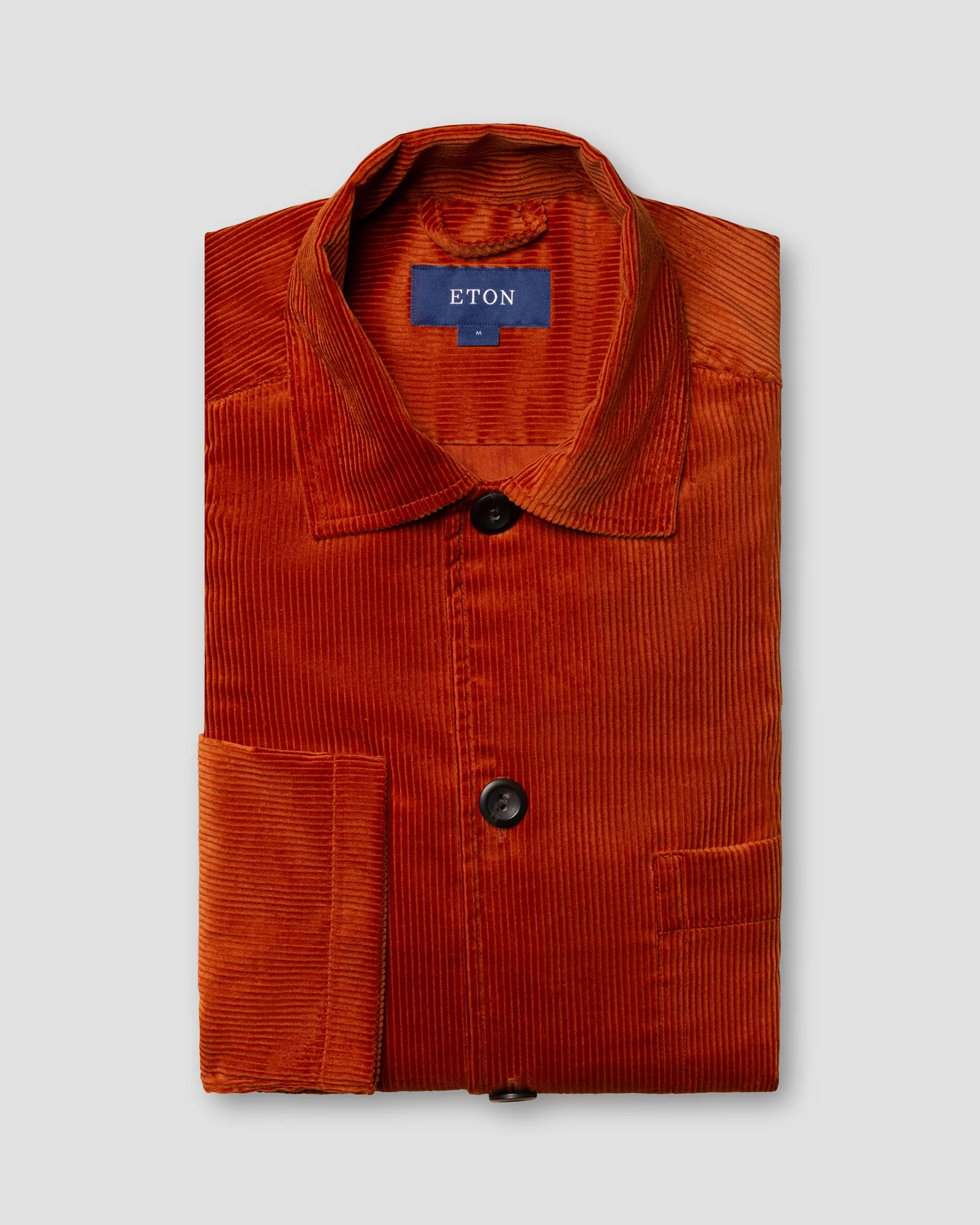 Eton - orange corduroy overshirt turn down straight sleeve end regular