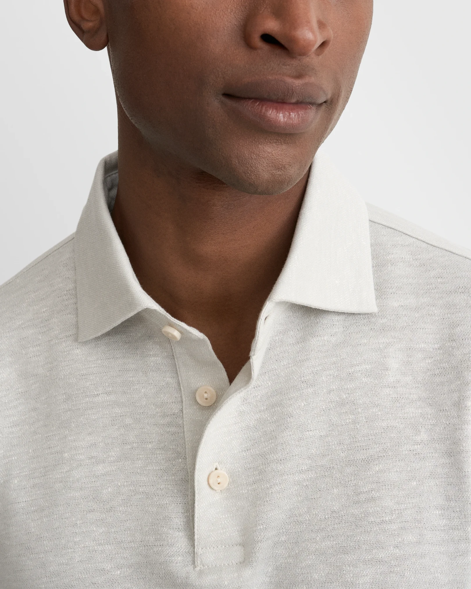 Eton - light grey cotton linen polo shirt