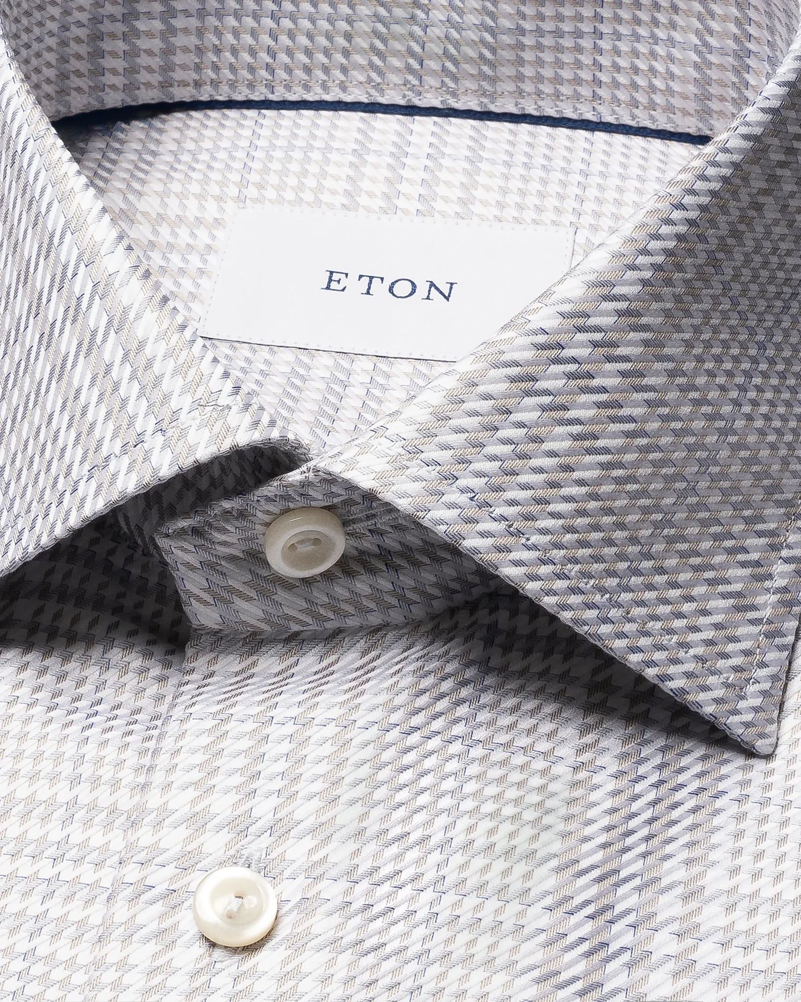 Eton - mid grey bold check king twill shirt