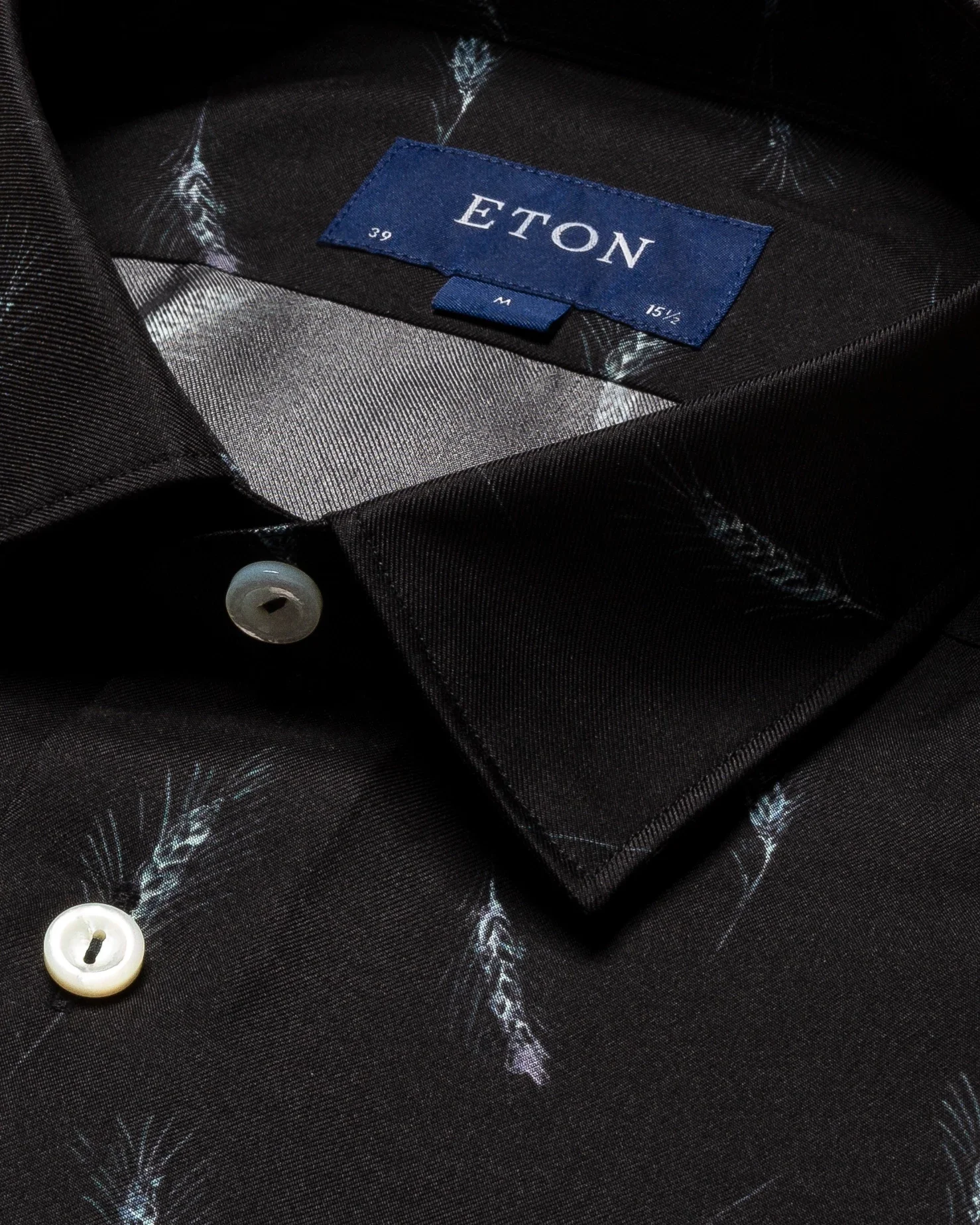 Eton - black silk twill wheat shirt