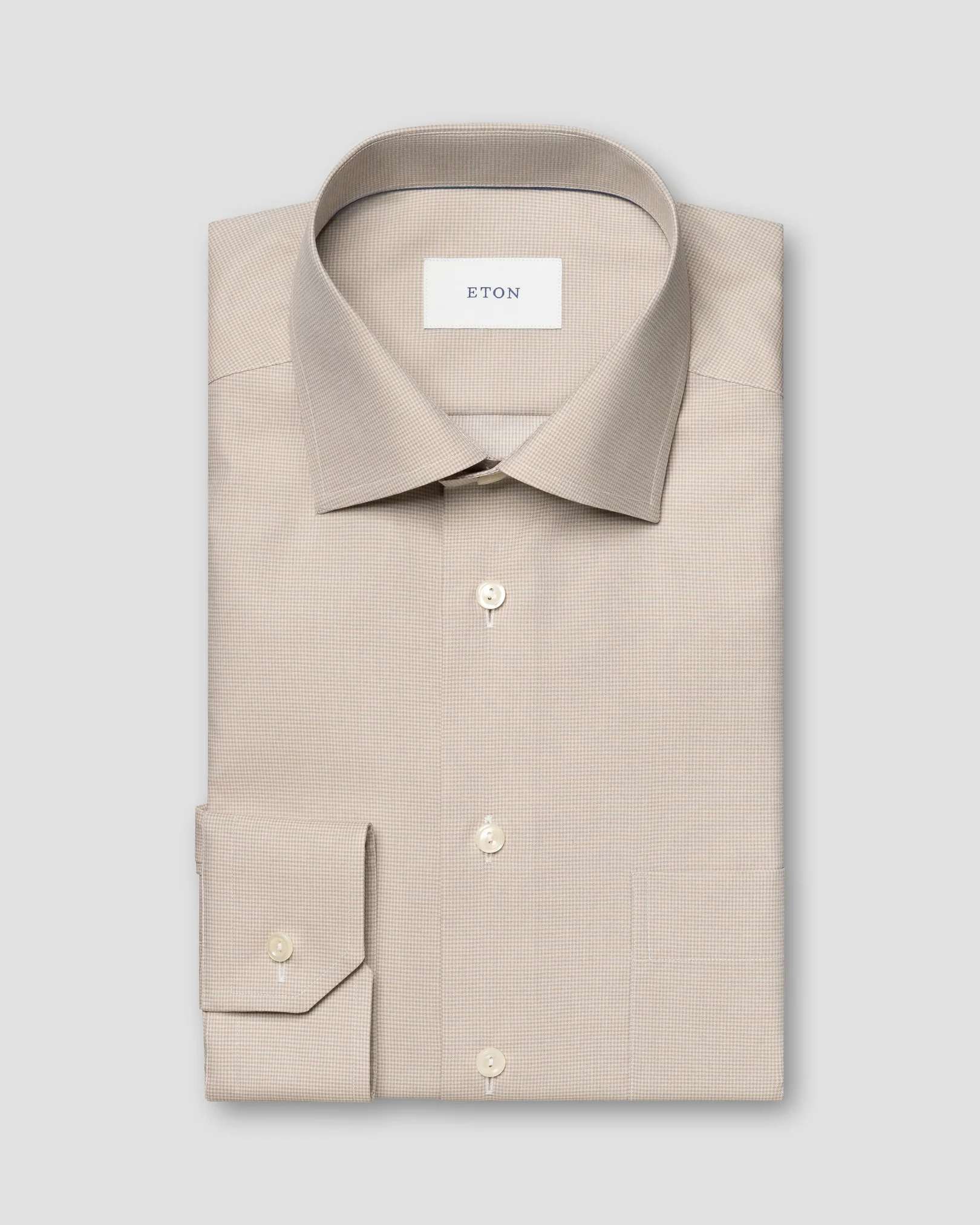 Eton - brown micro check twill shirt