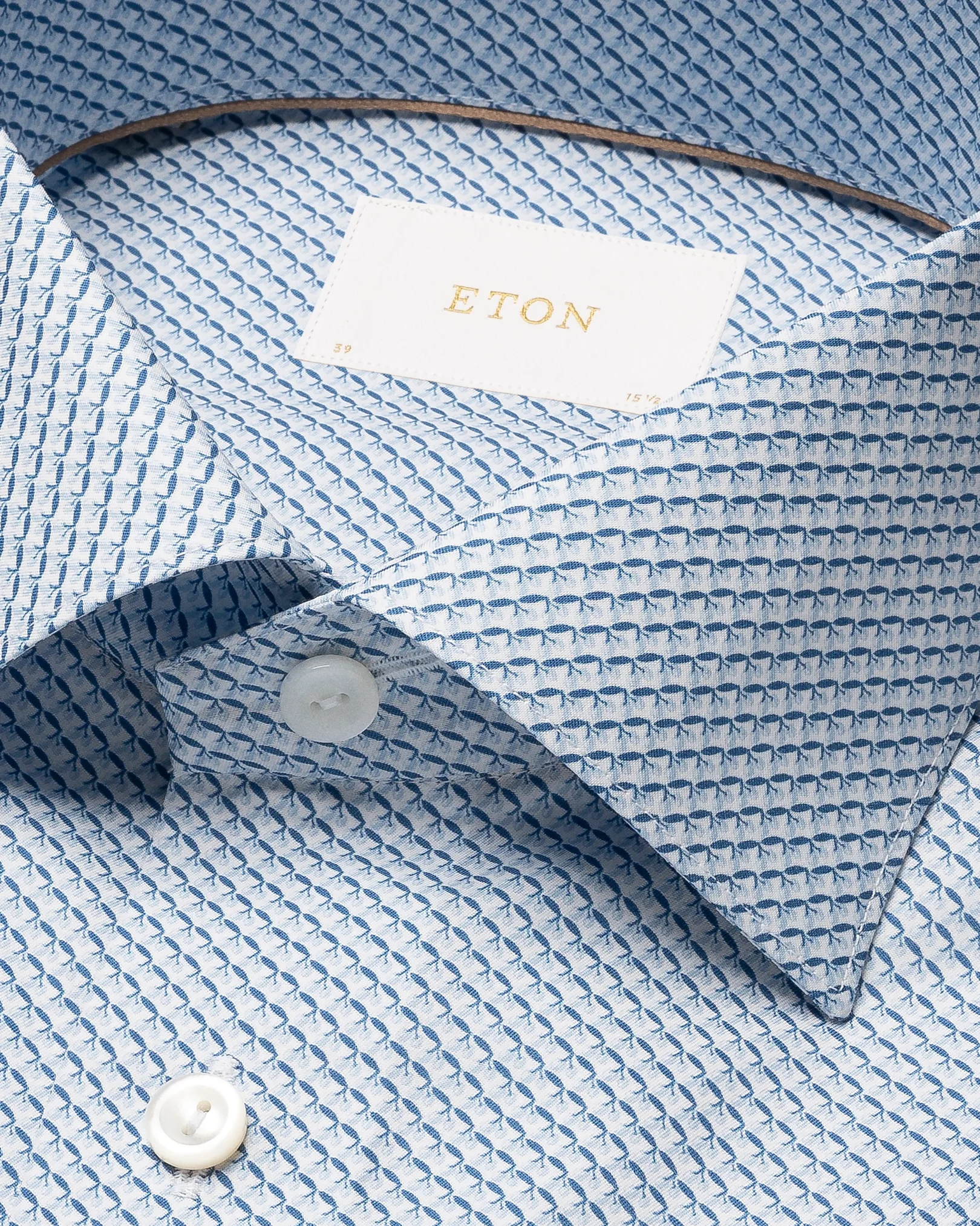 Eton - light blue micro olive fine twill shirt