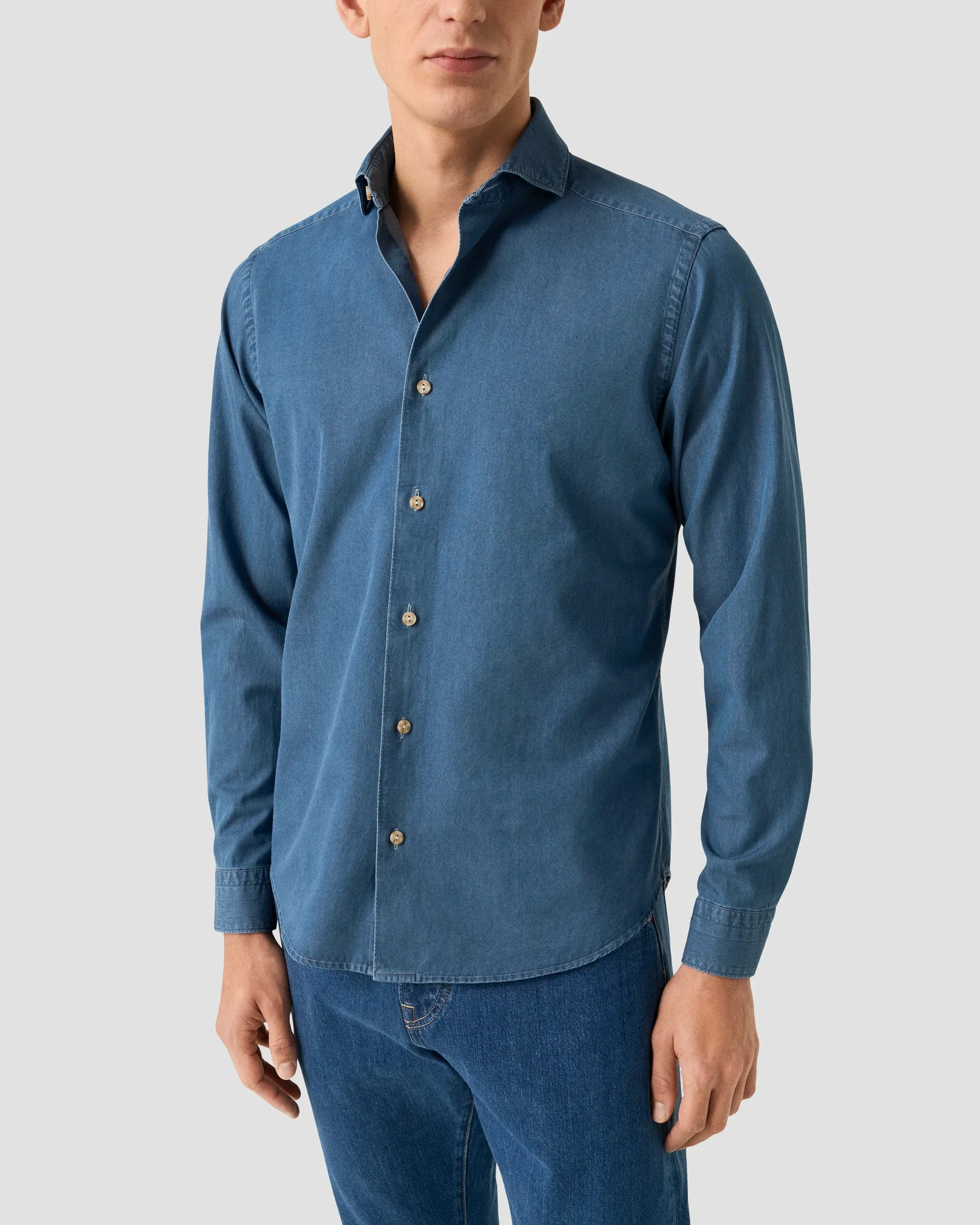 Eton - navy blue lightweight denim shirt 258