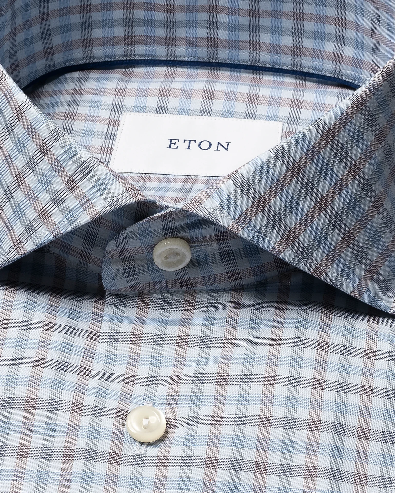 Eton - three color check twill shirt