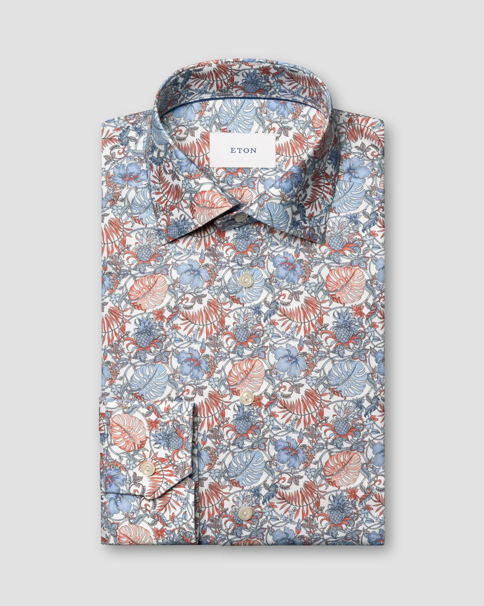 Eton - red floral signature twill shirt