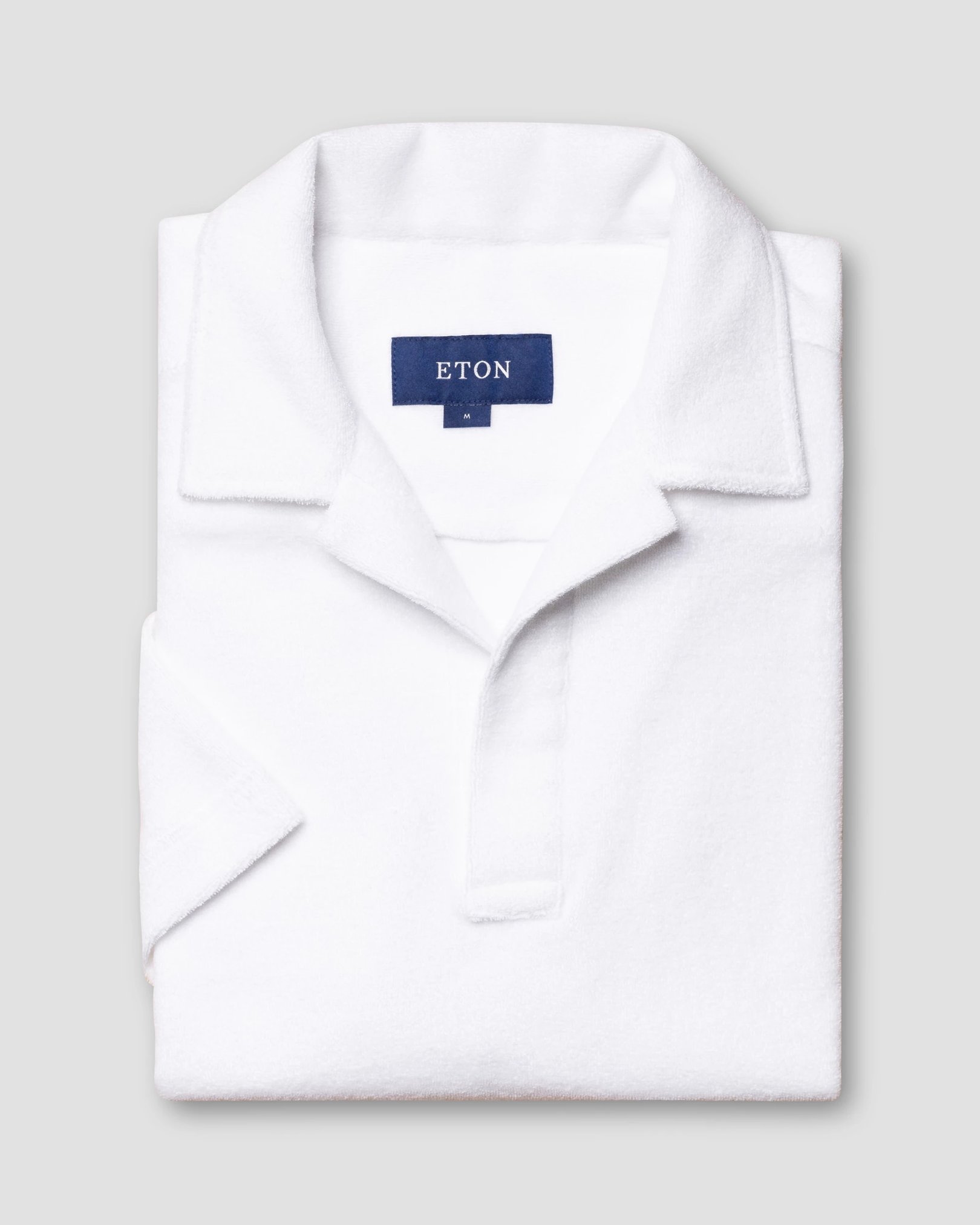 Eton - white jerseyterryfrotte open collar short terry slim jersey
