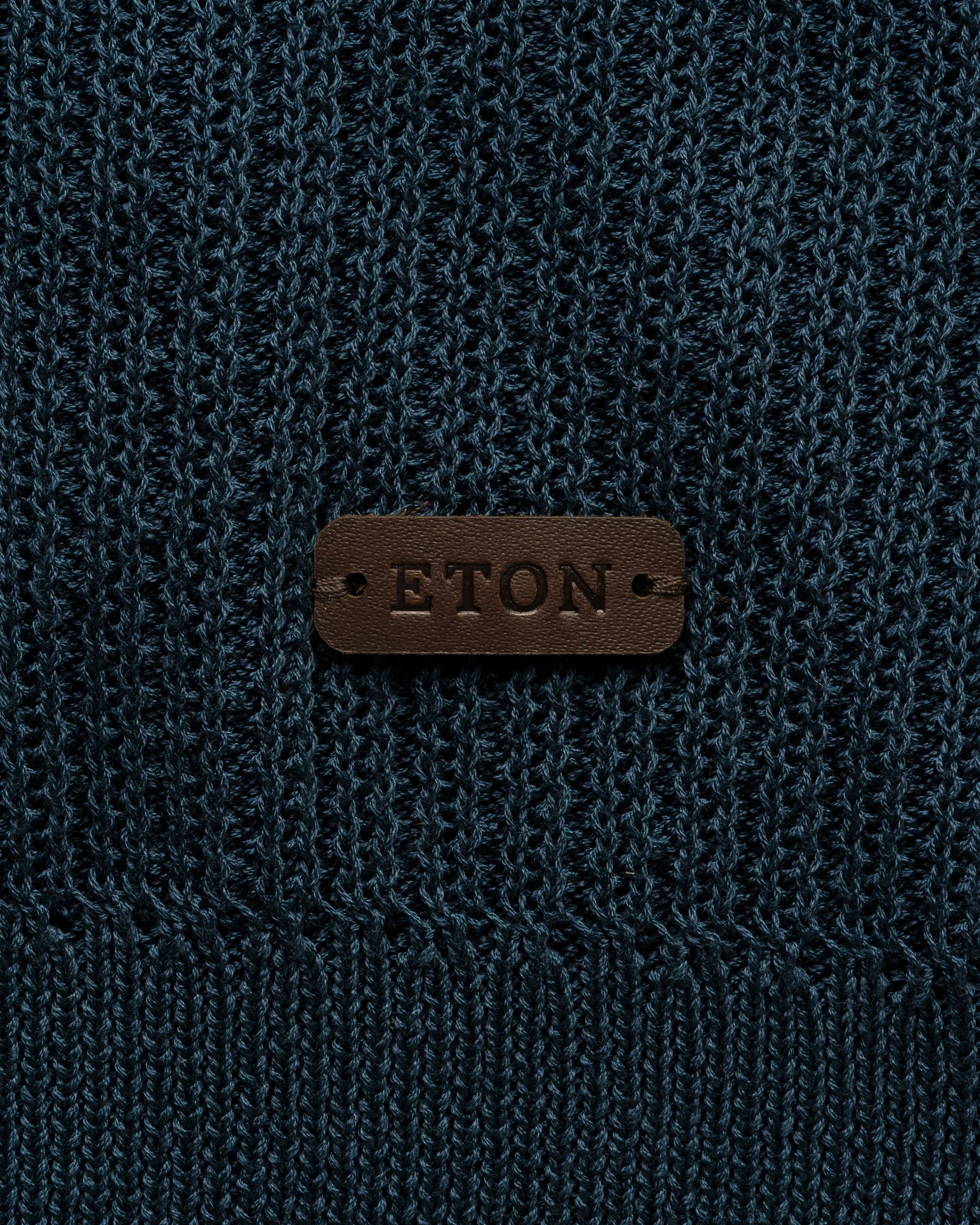 Eton - mid blue cotton structure knit vest