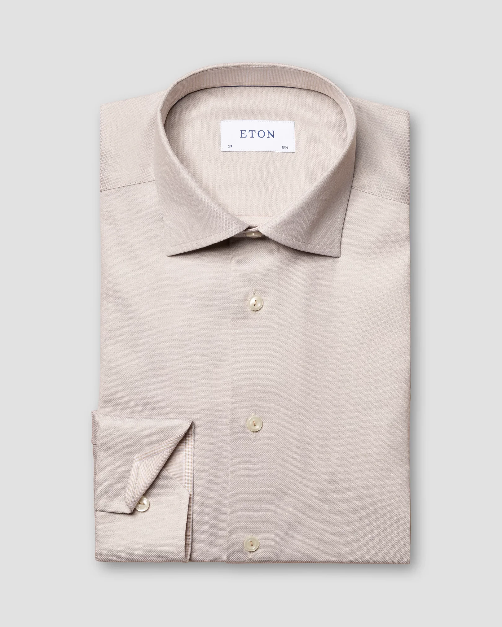Eton - light brown cotton lyocell stretch shirt