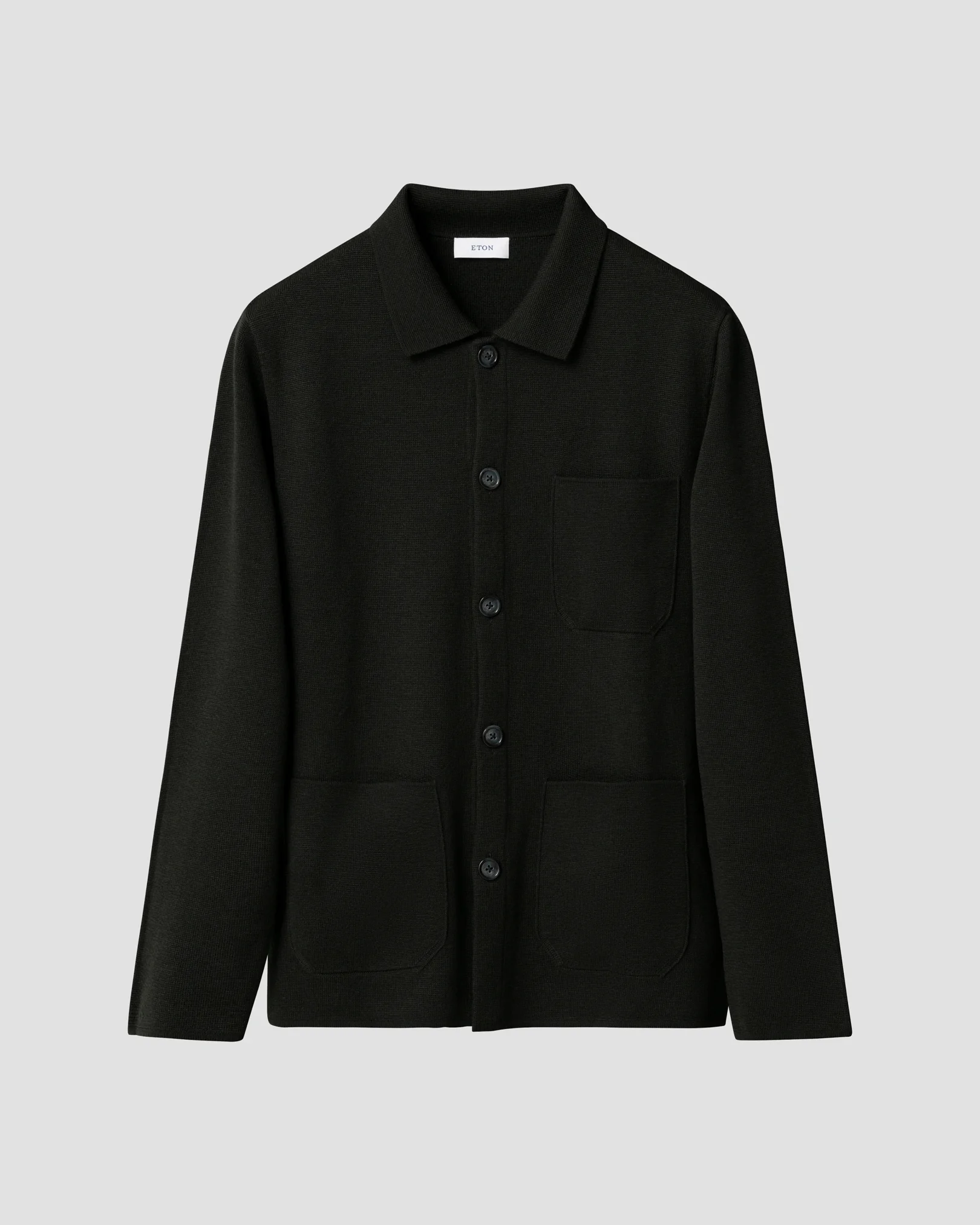 Eton - dark green merino milano knit overshirt