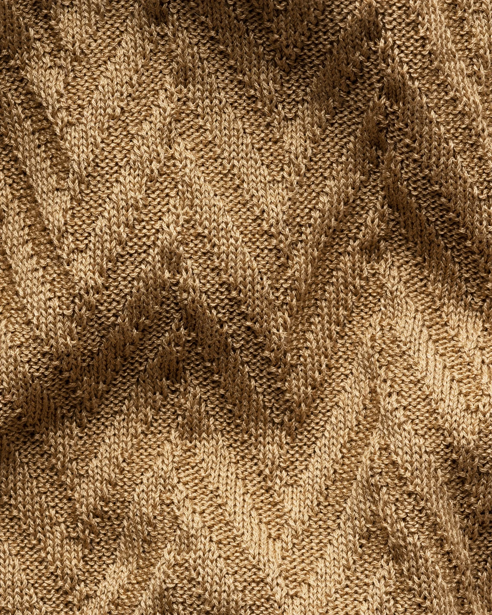 Eton - beige chevron structure knit polo shirt
