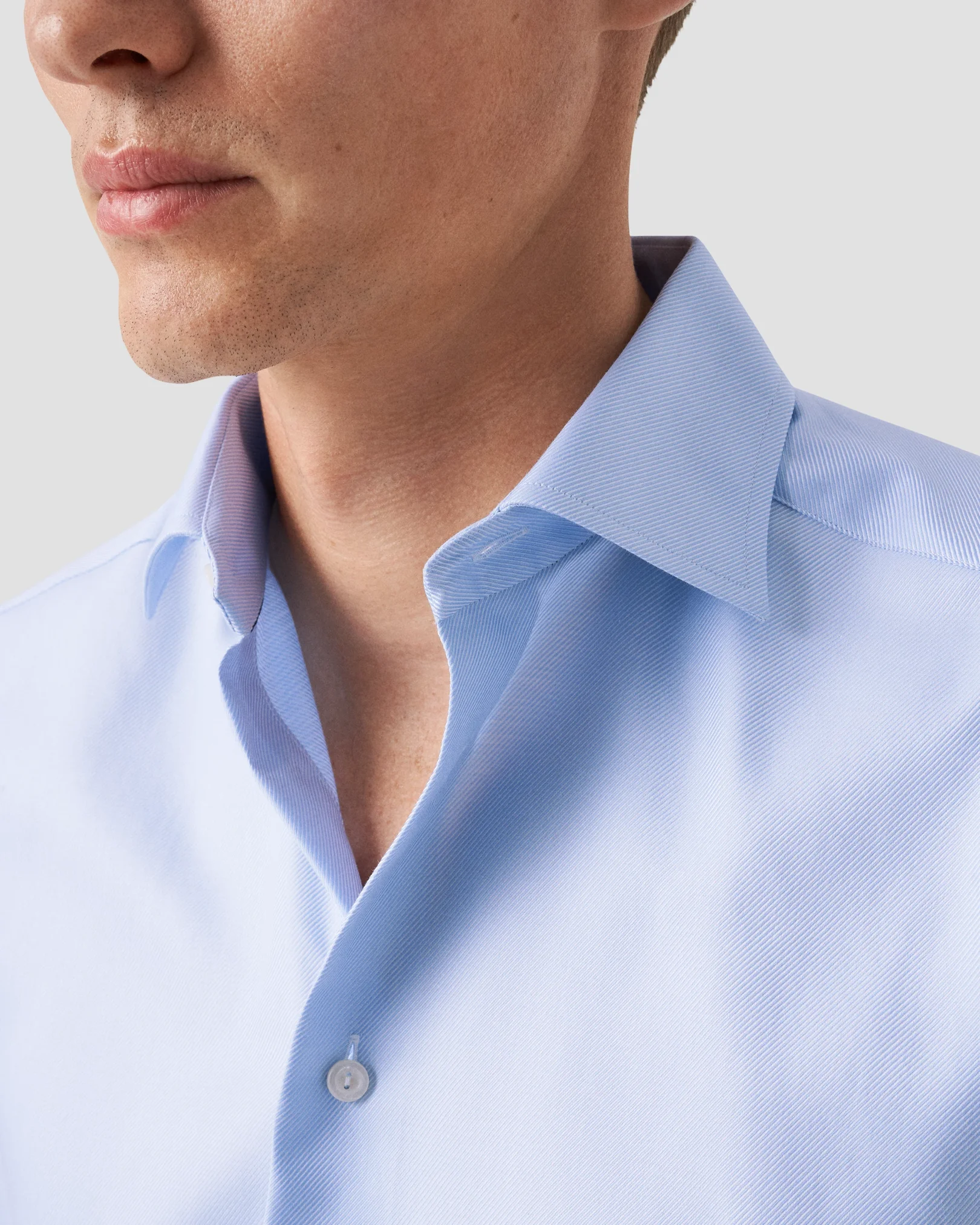 Eton - light blue textured twill shirt
