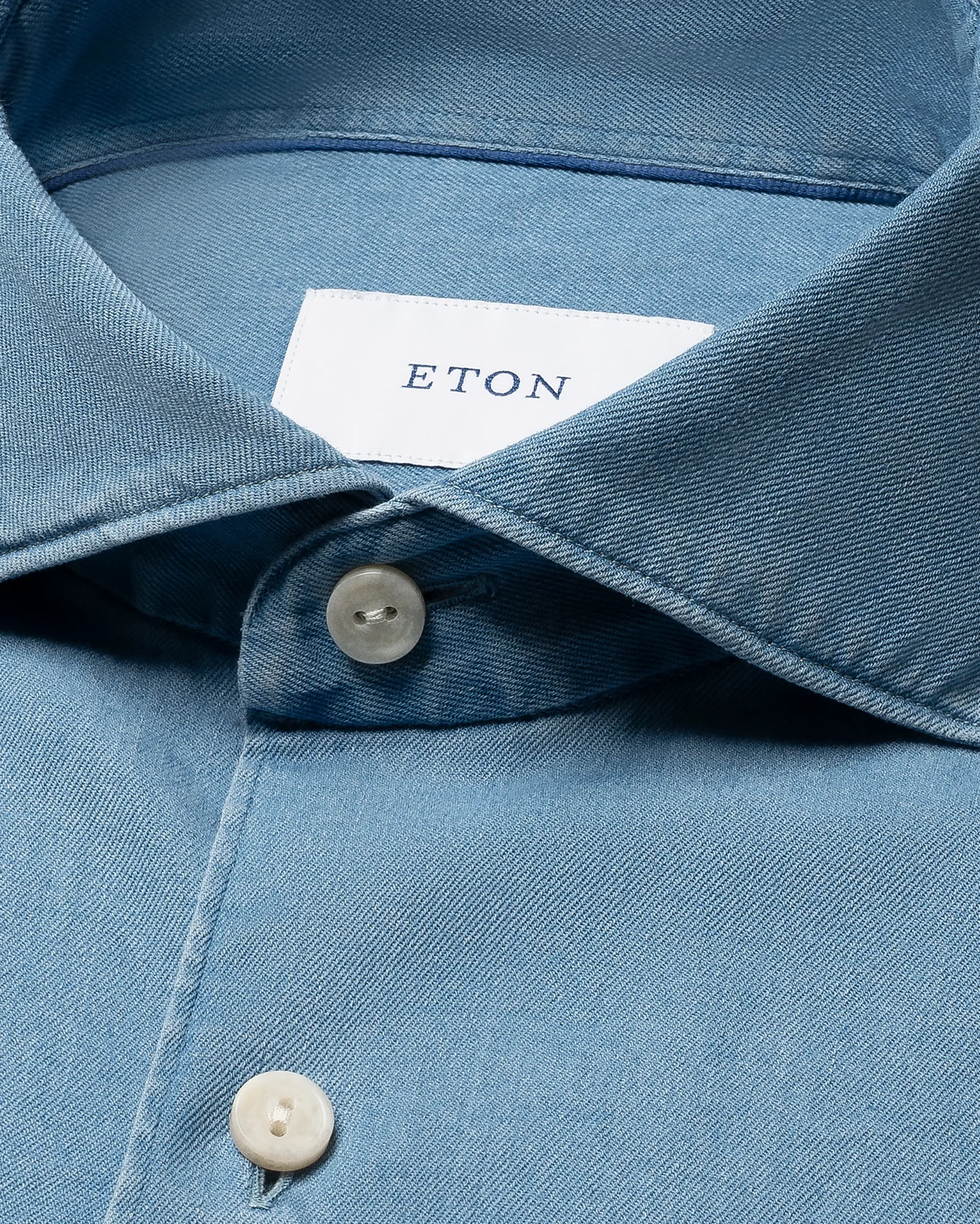 Eton - mid blue denim stretch shirt we