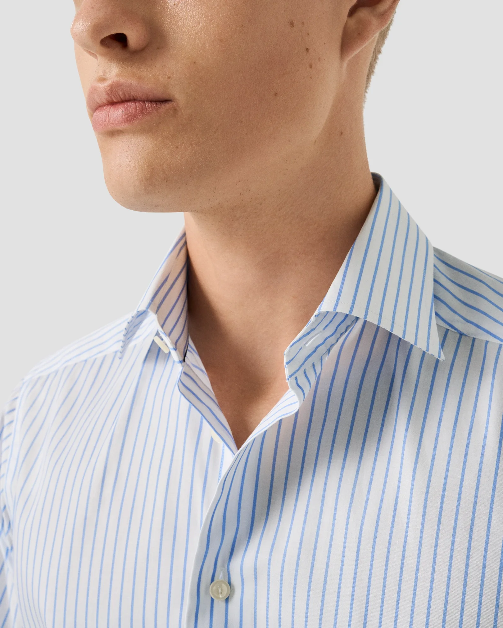 Eton - mid blue striped signature twill shirt