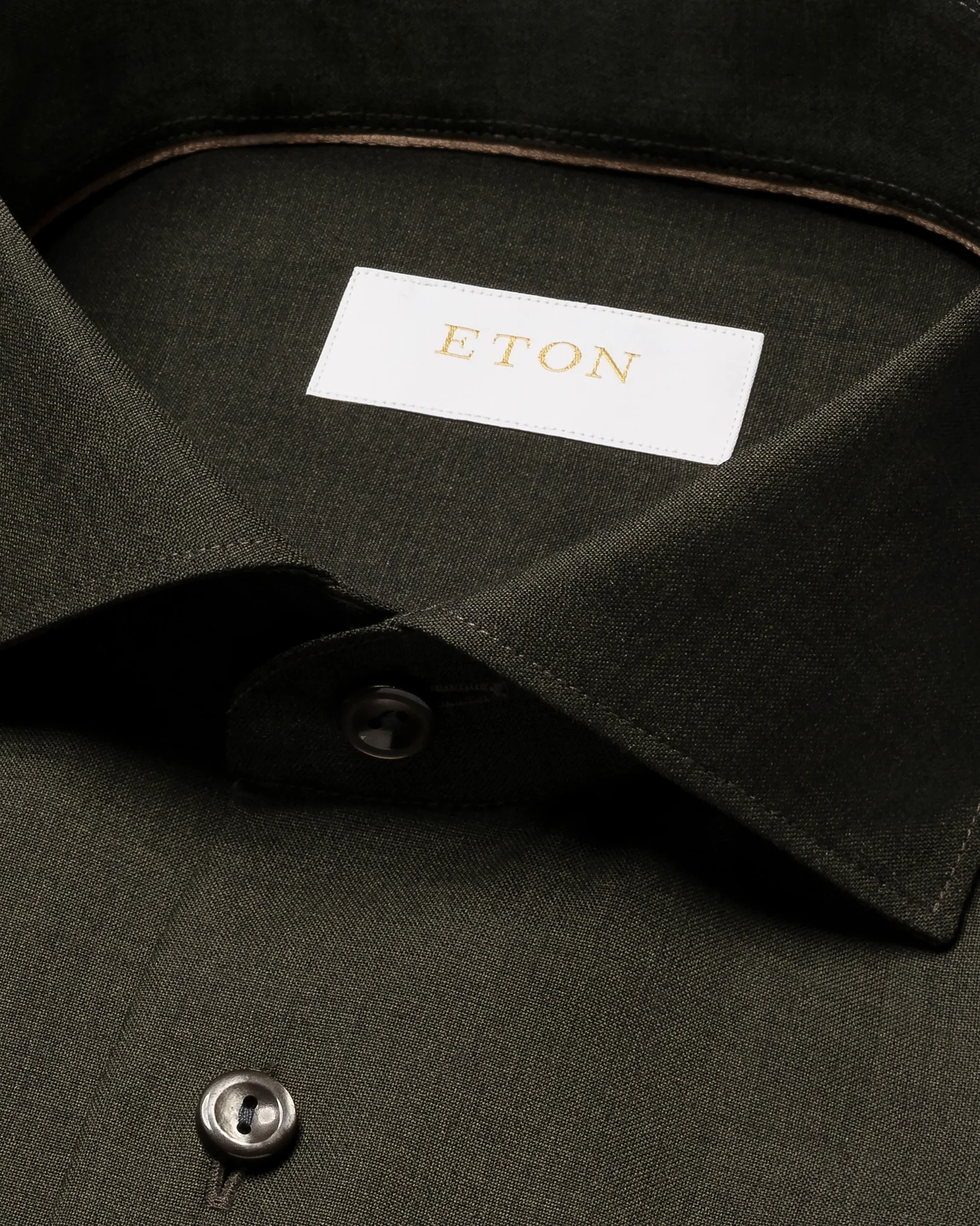 Eton - dark green wide spread merino shirt