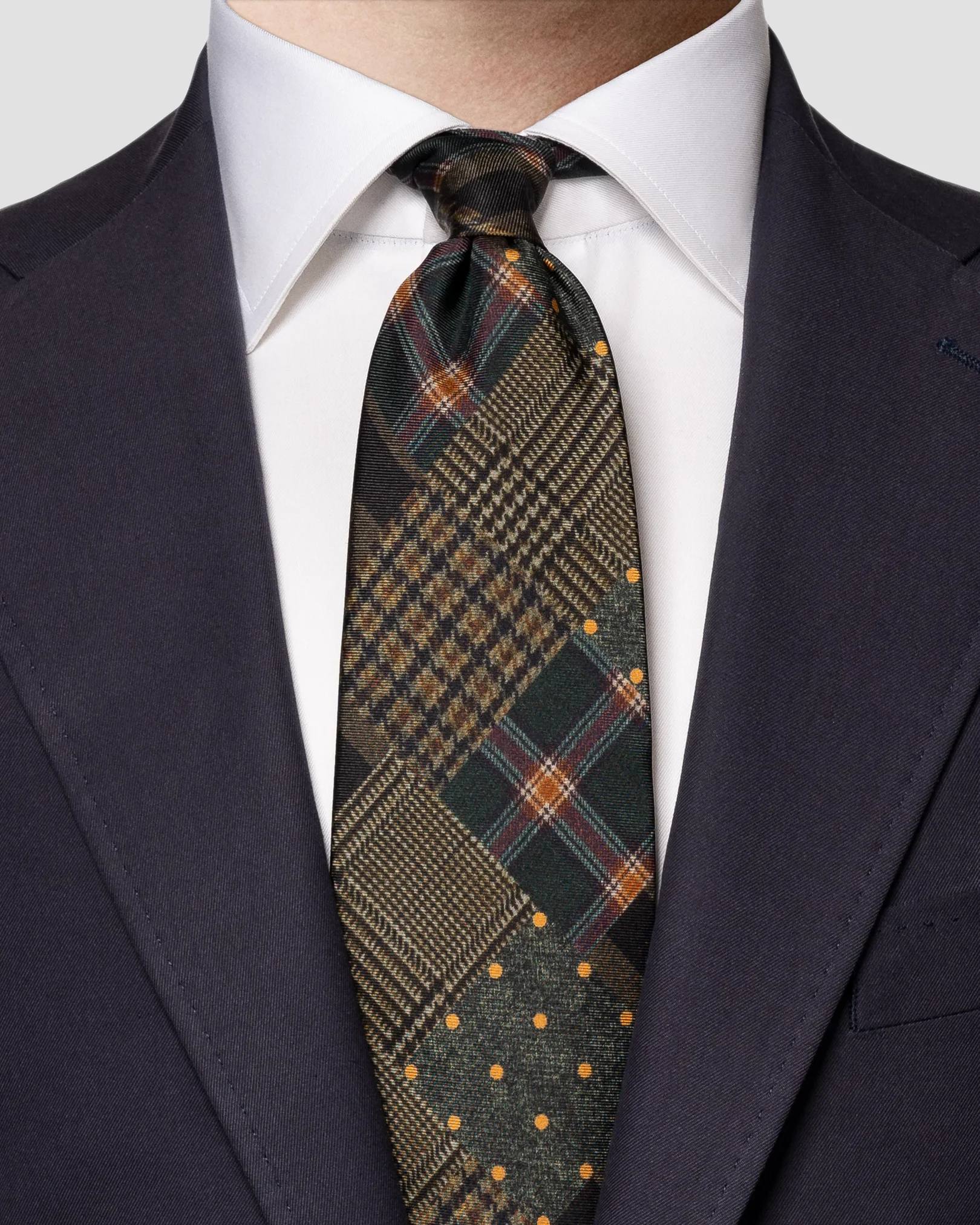 Eton - dark green patchwork tie