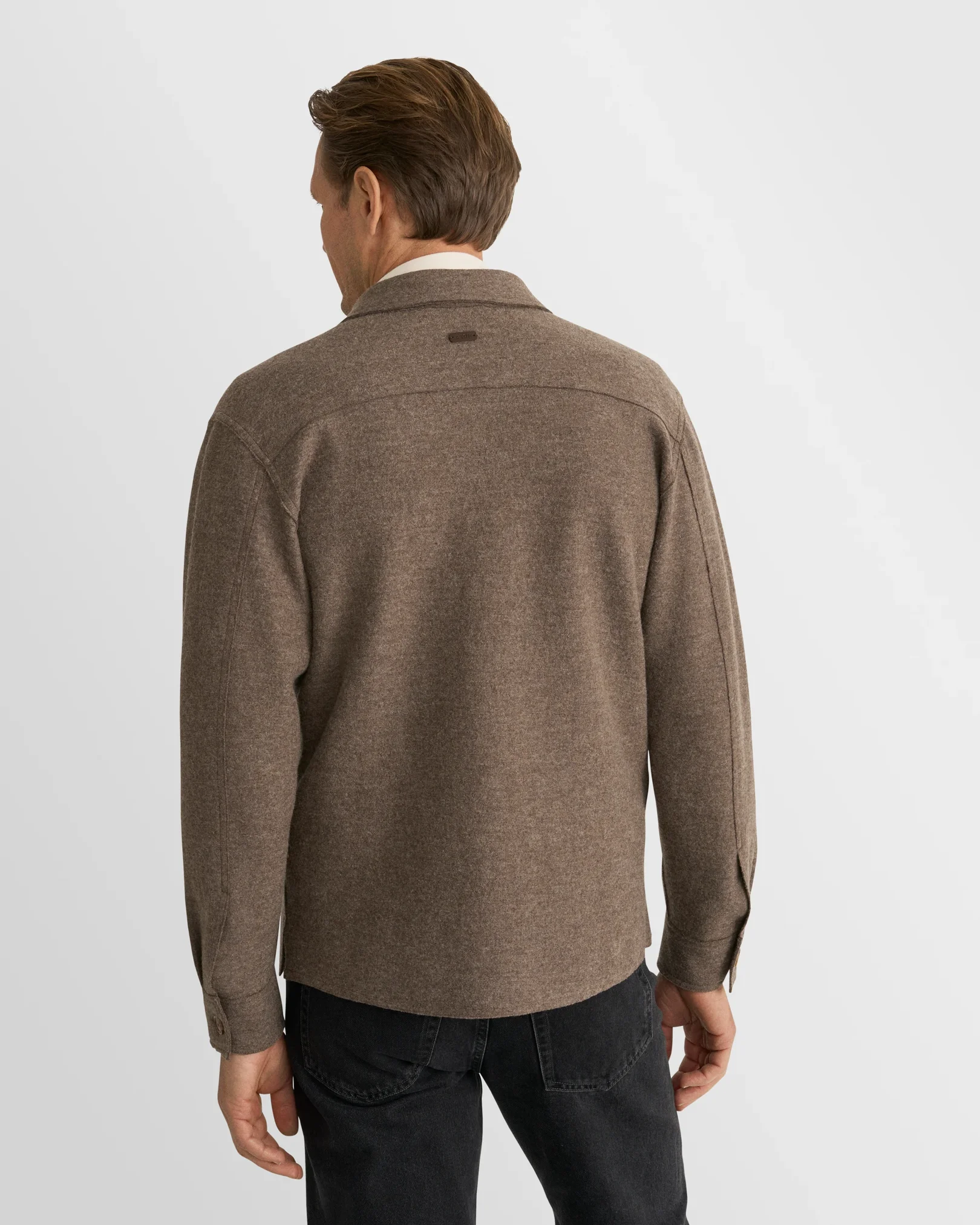 Eton - brown boiled wool cotton shirt jacket