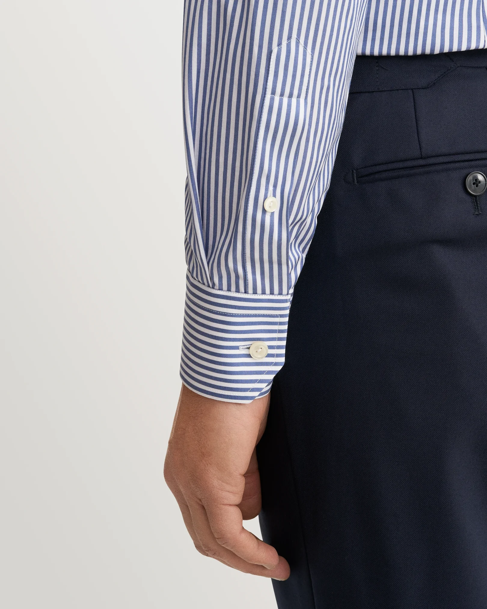 Eton - mid blue bengal striped signature twill shirt 263