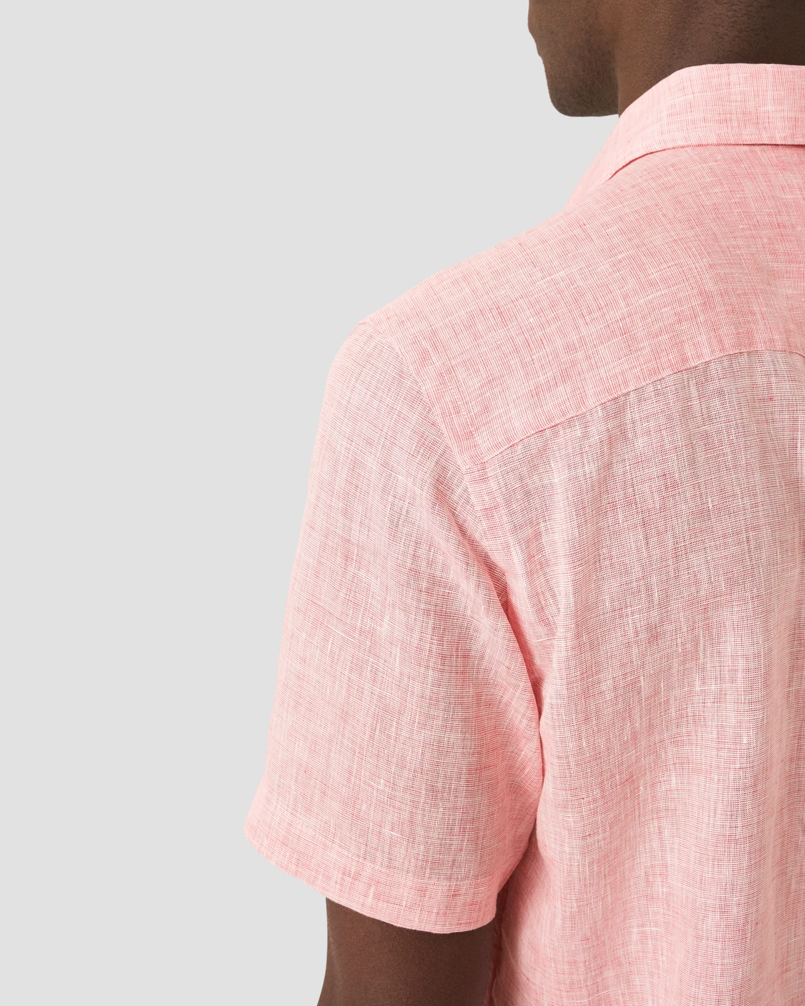 Eton - pink solid linen short sleeve shirt