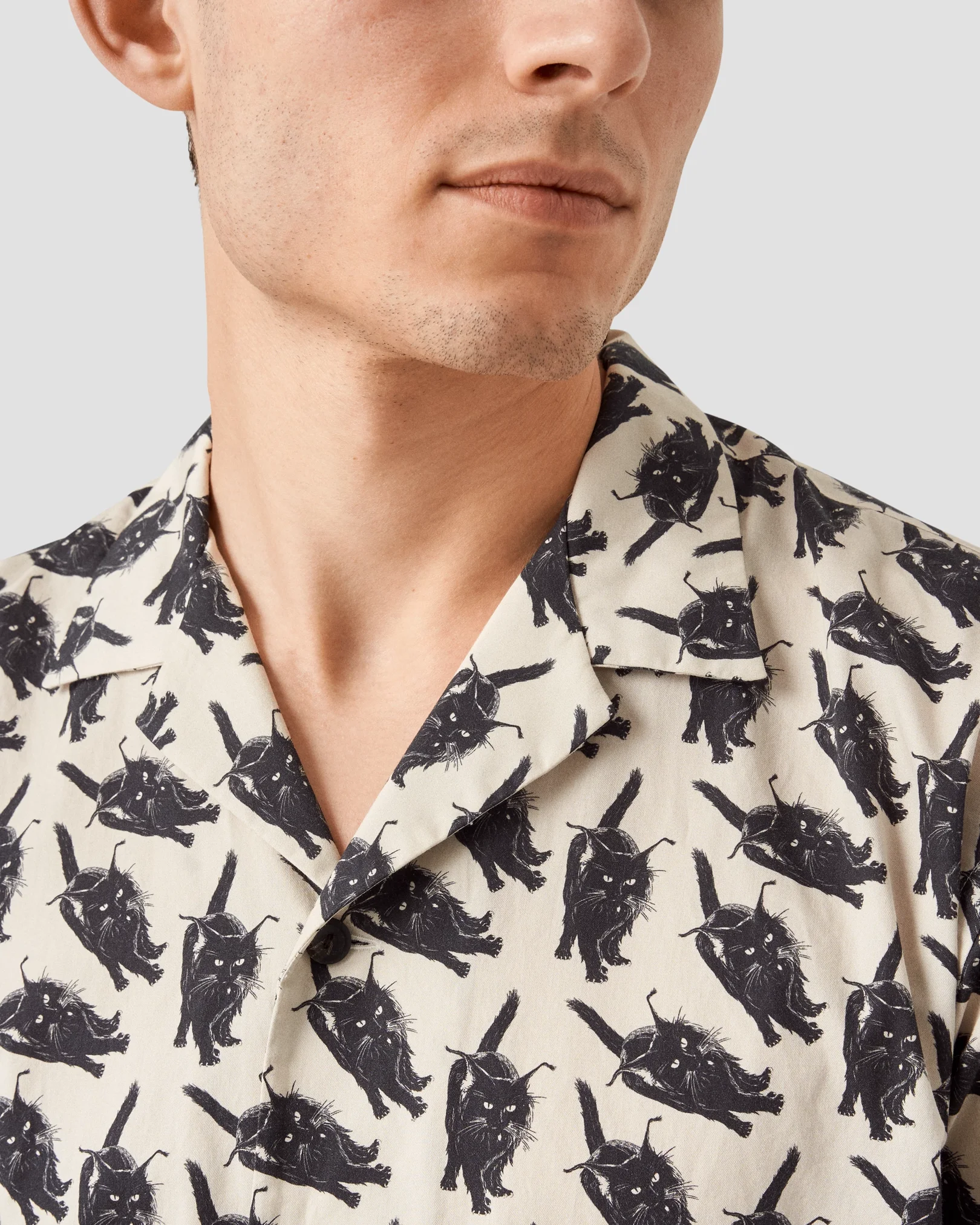 Eton - Resort-Hemd mit Katzen-Print