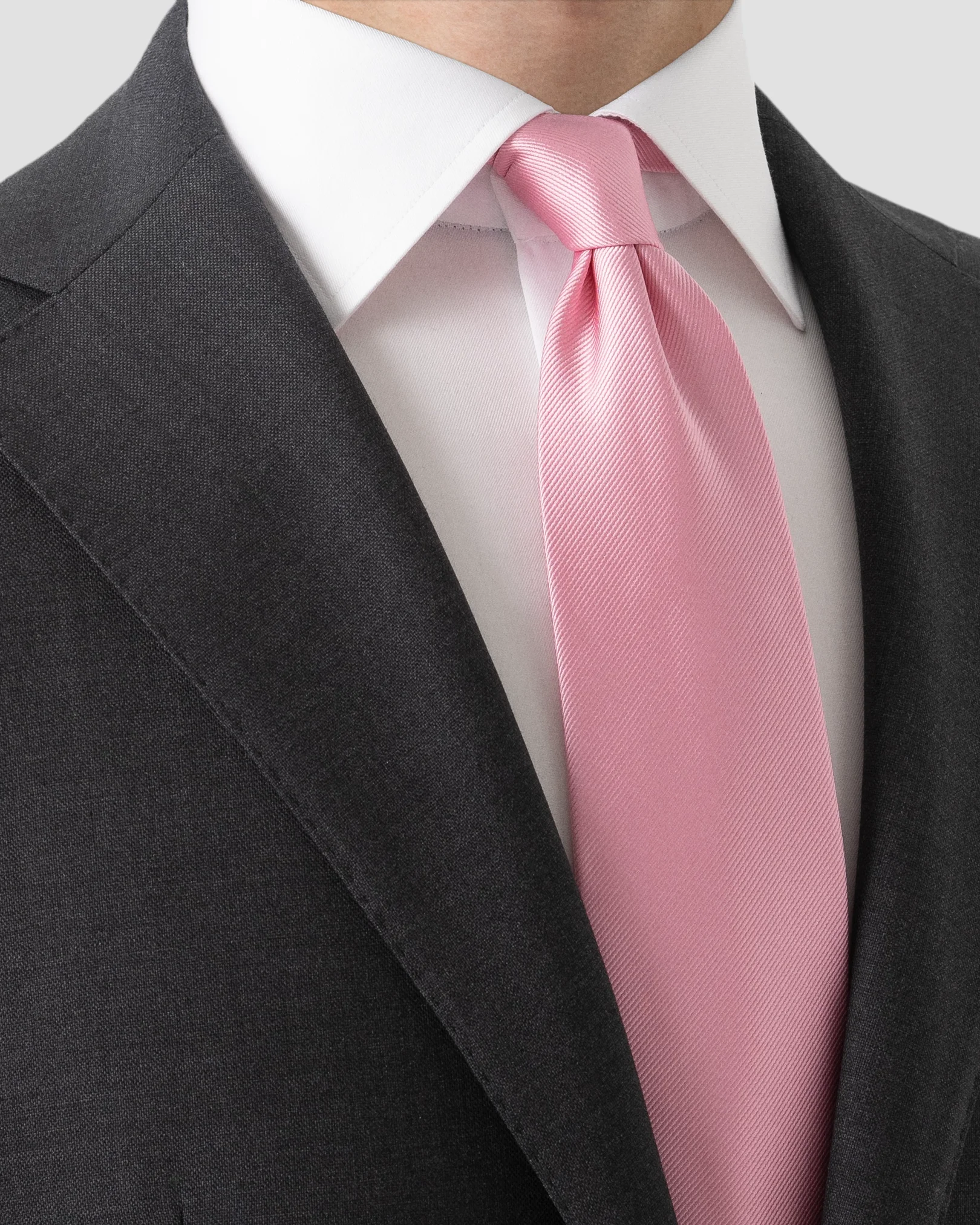 Eton - pink solid silk twill tie