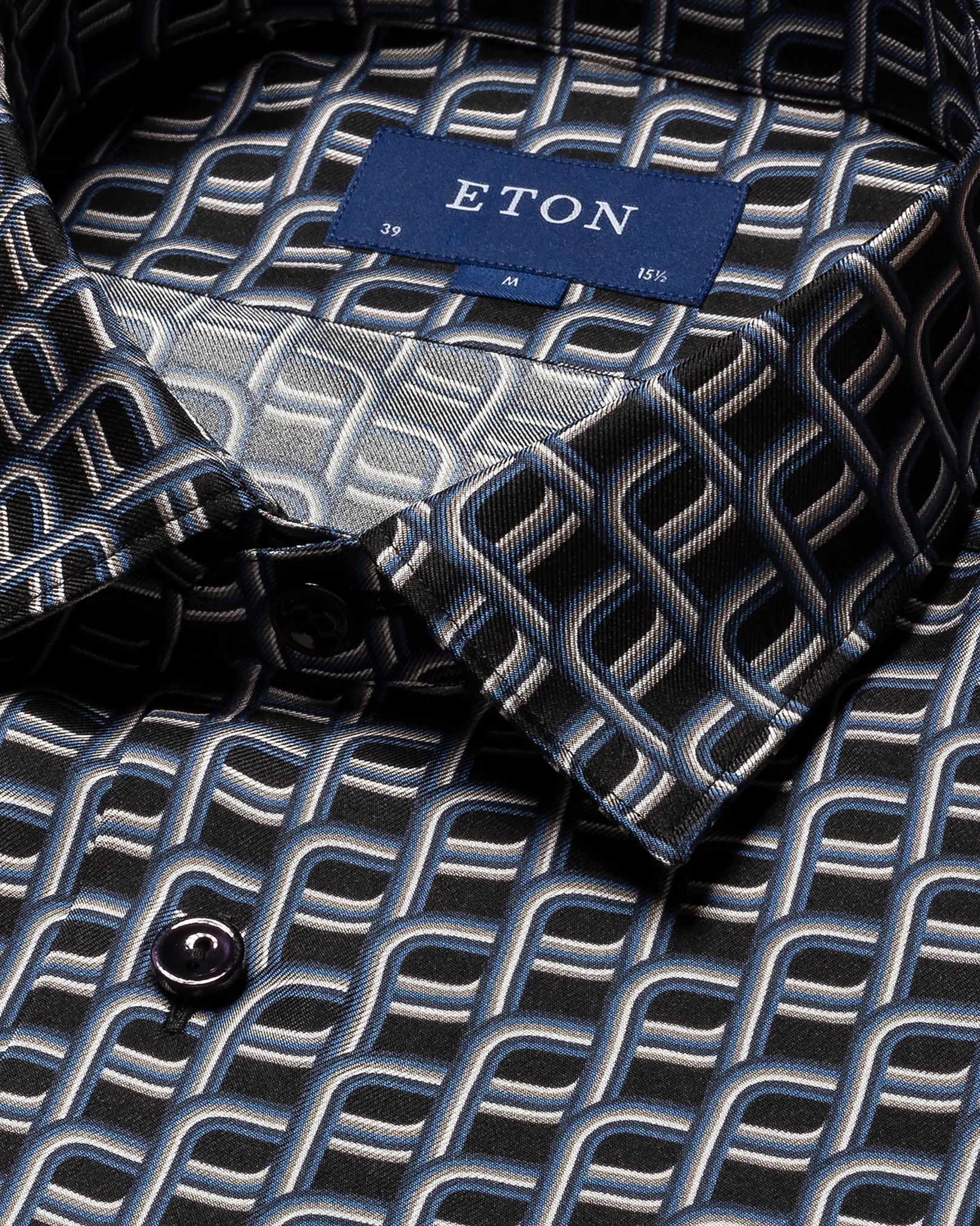 Eton - navy blue silk pointed rounded single one buttonhole slim soft