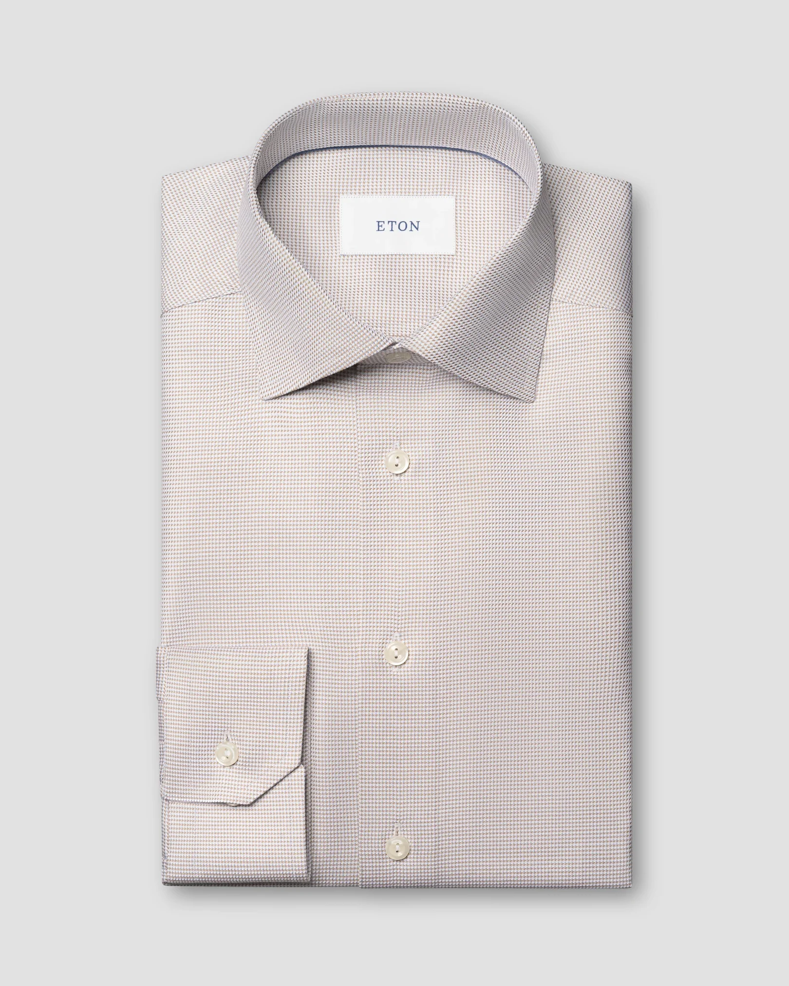 Eton - beige semi solid twill shirt