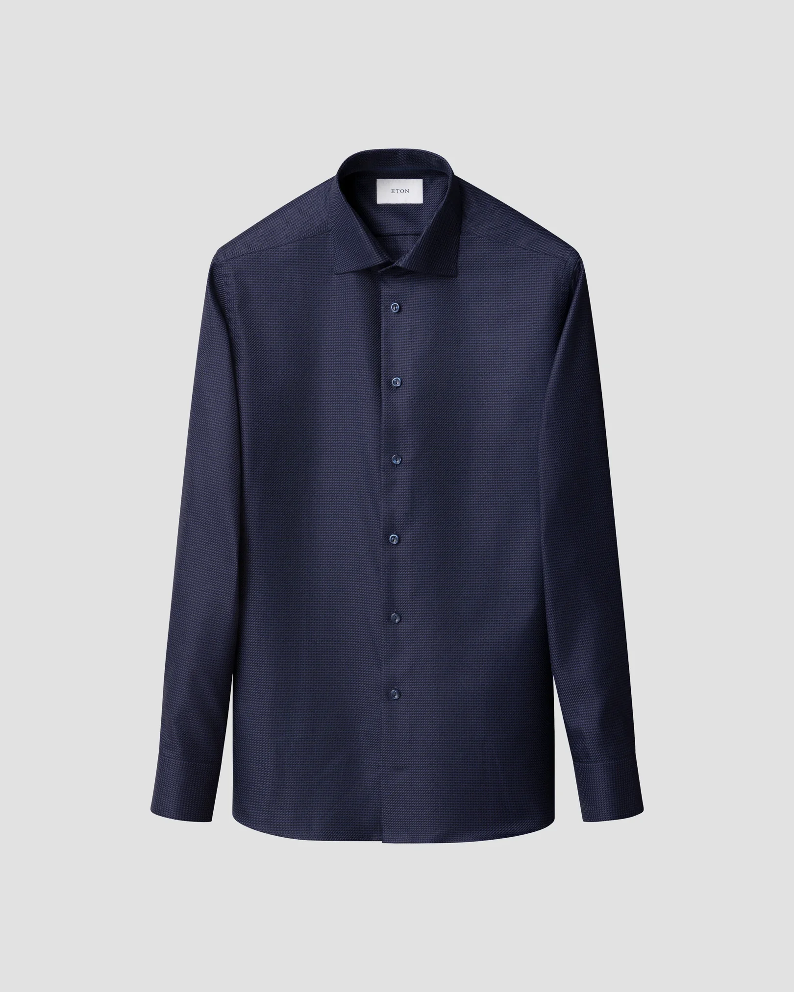 Eton - navy houndstooth king twill shirt