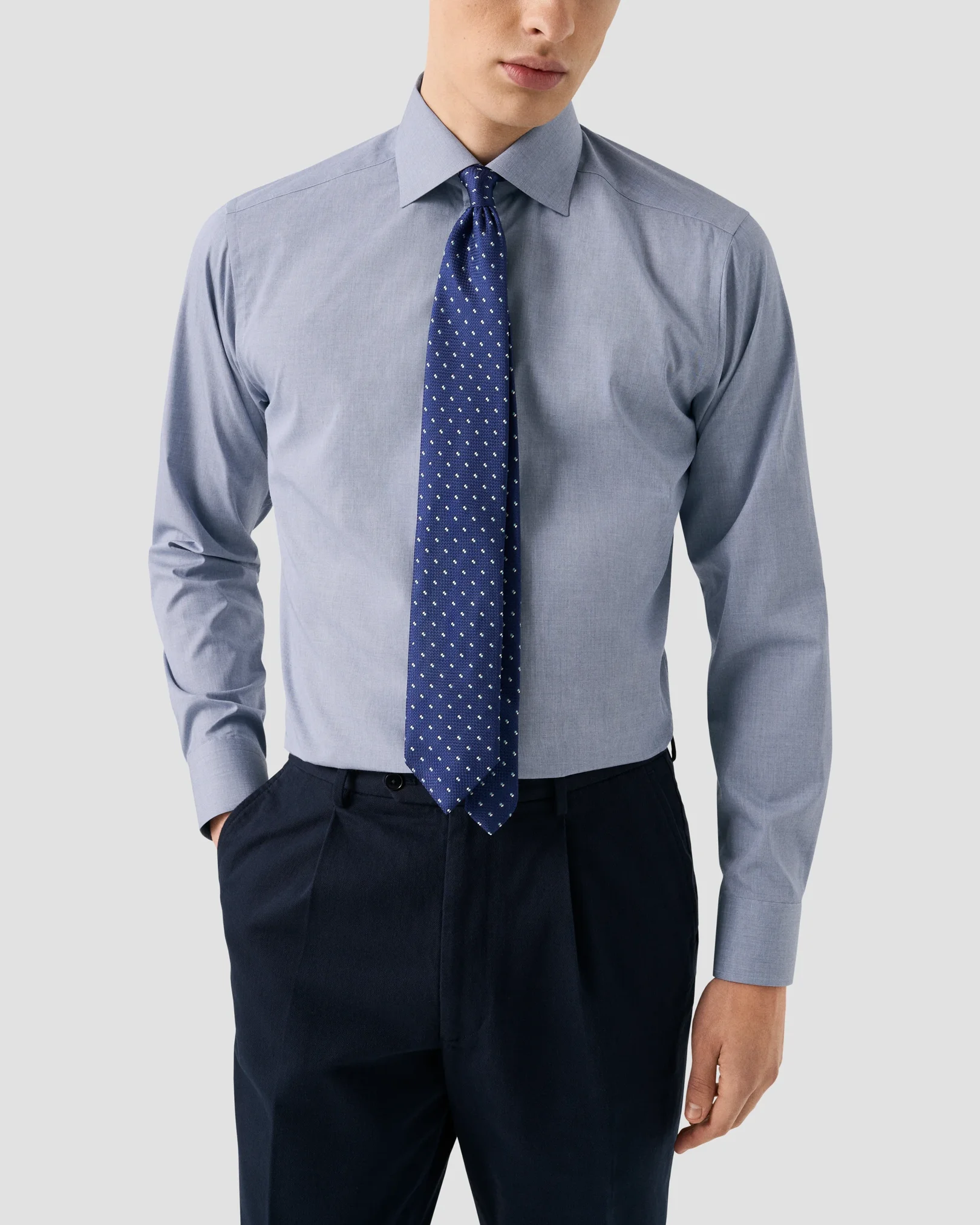 Eton - dark blue solid fine twill shirt