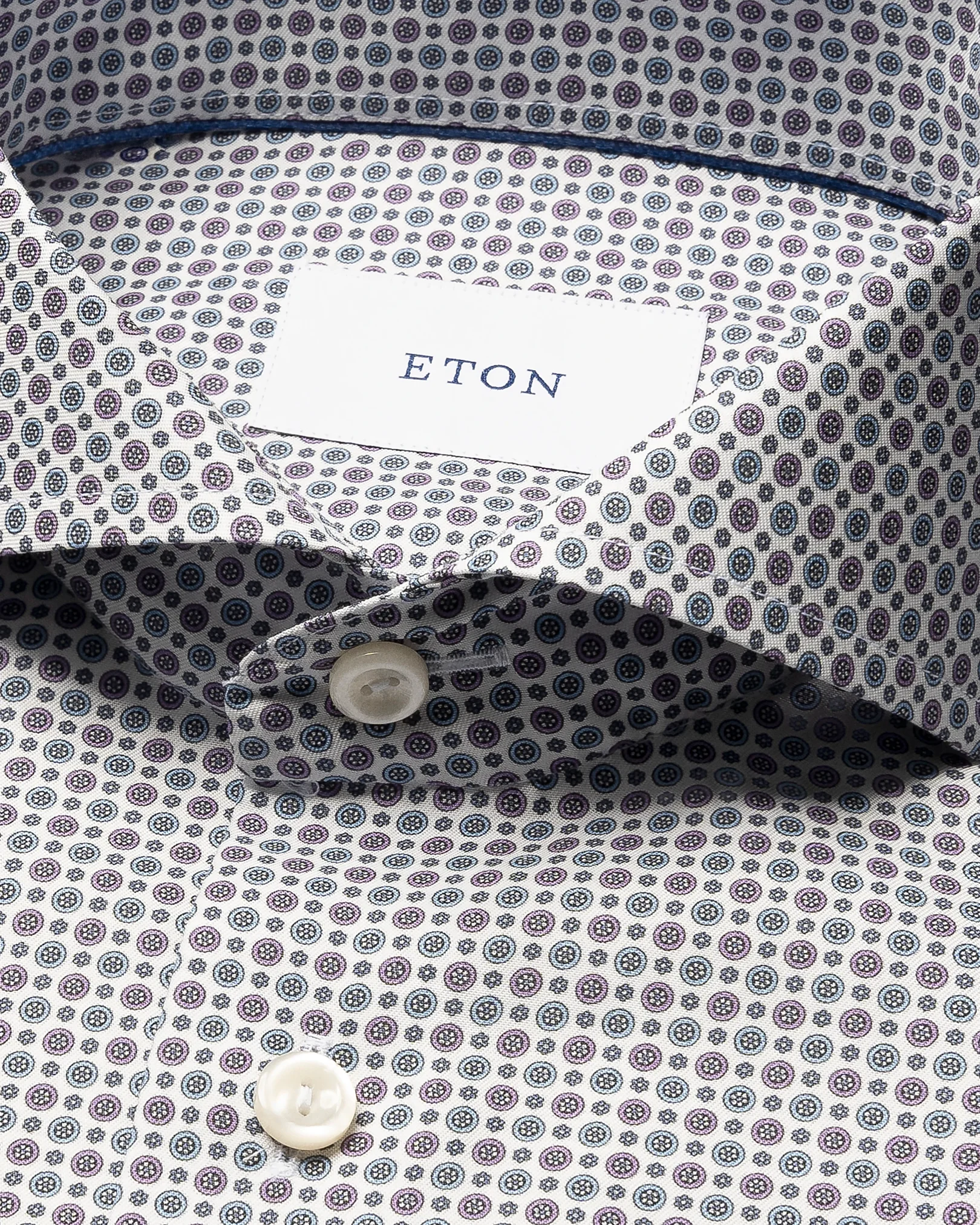Eton - mid purple micro floral print shirt