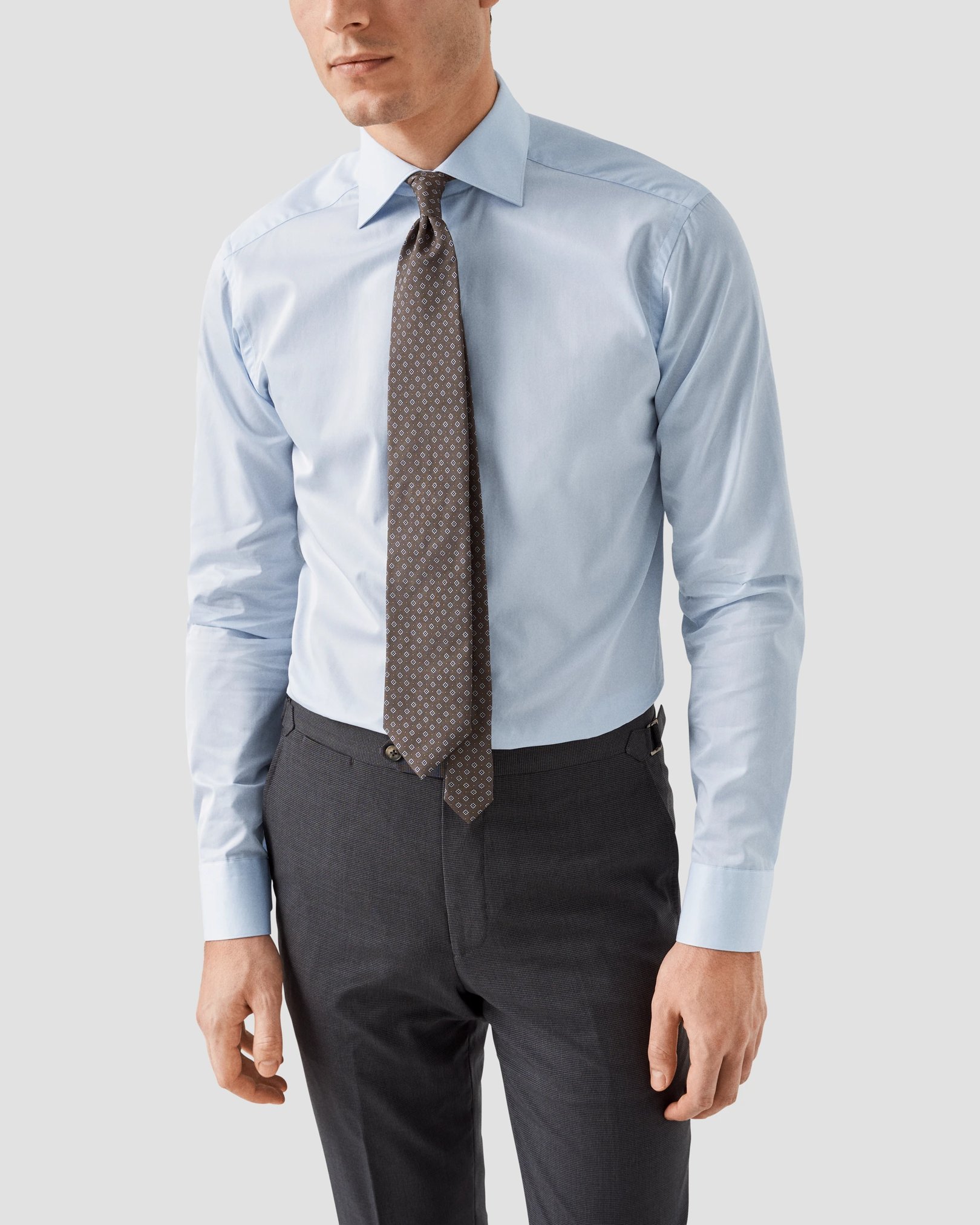 Eton - Chemise en sergé uni surélevé